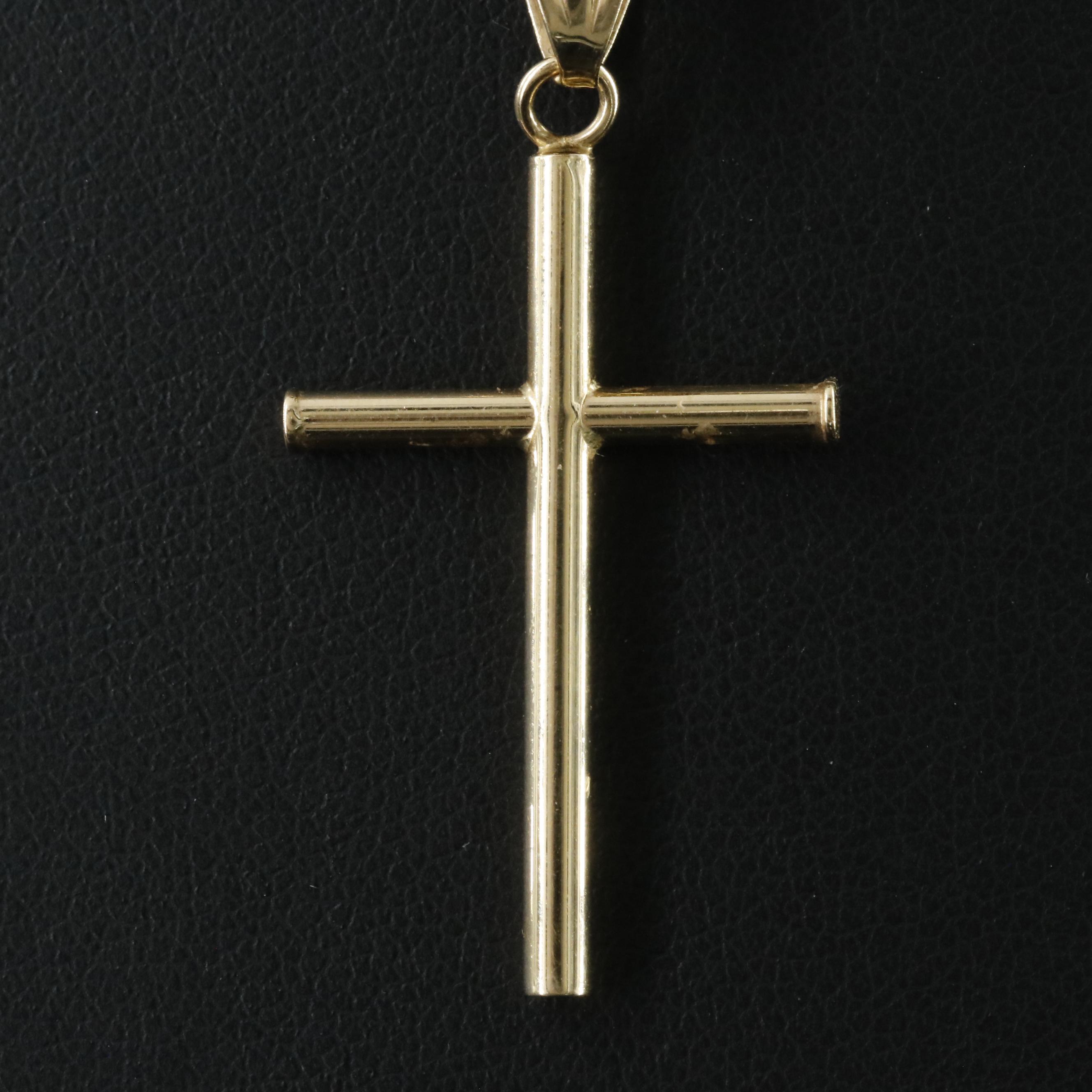 18K Cross Pendant on 14K Chain Necklace