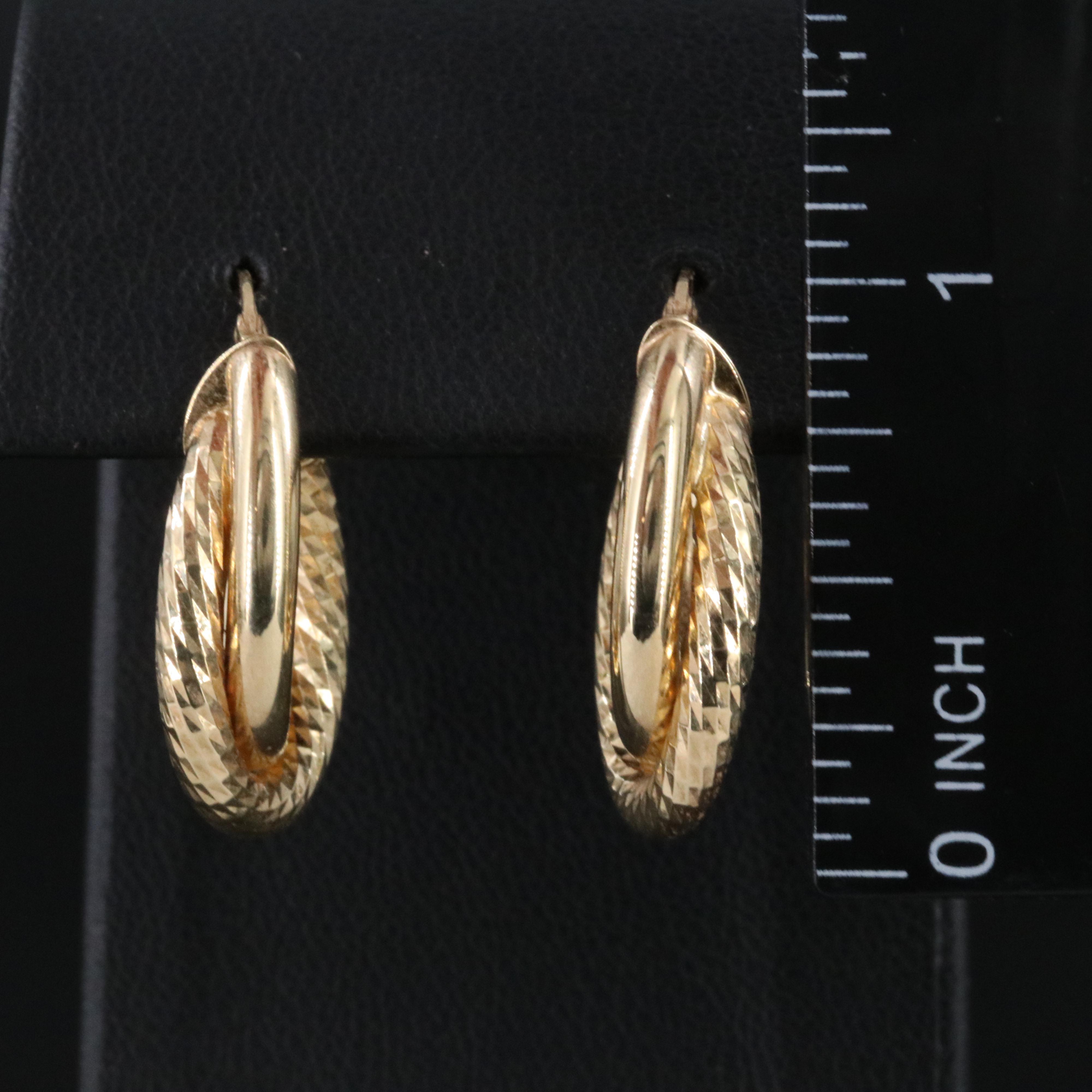 14K Crossover Hoop Earrings