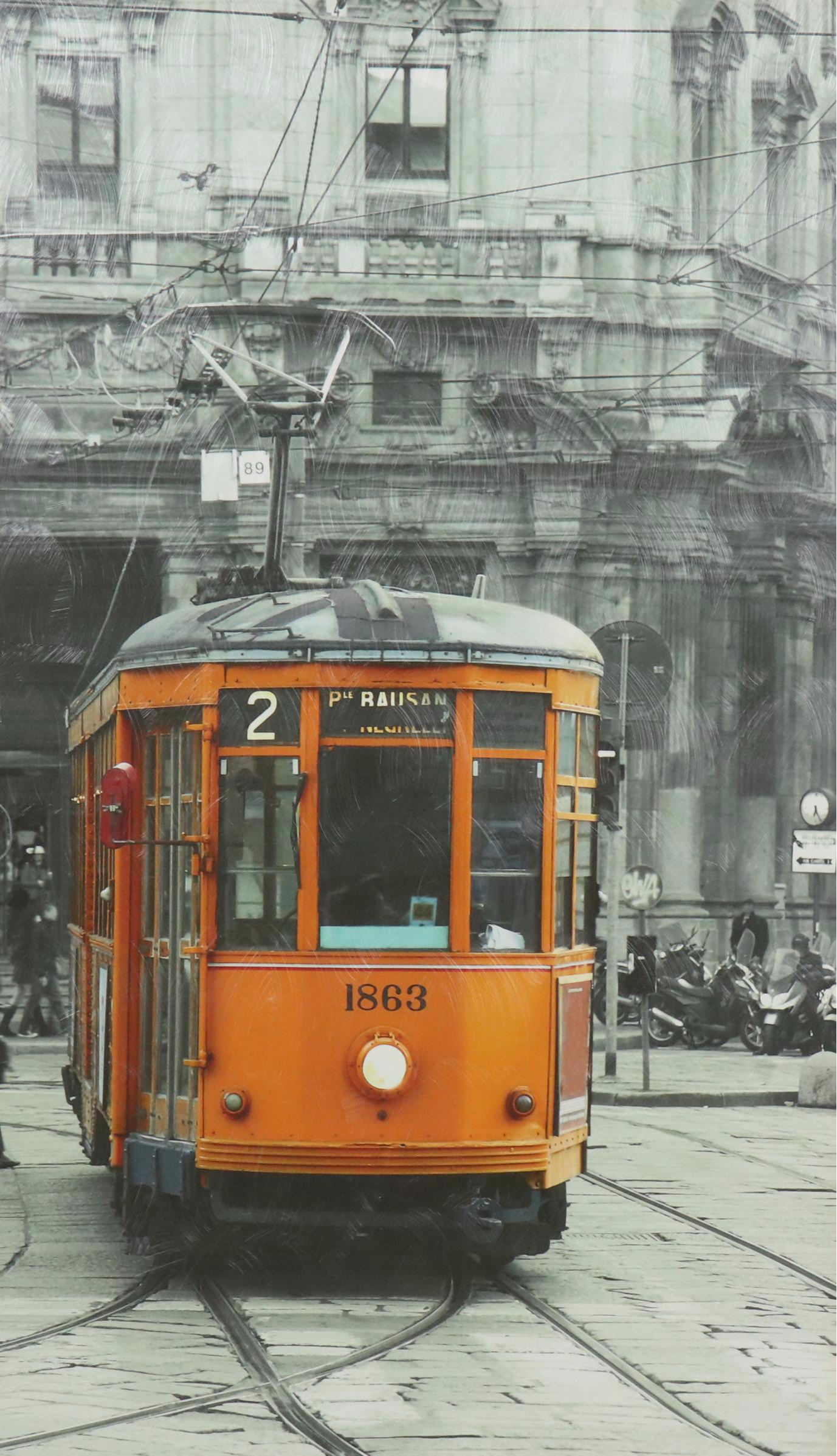 Large-Scale Giclée Photograph of Orange Streetcar, 2013