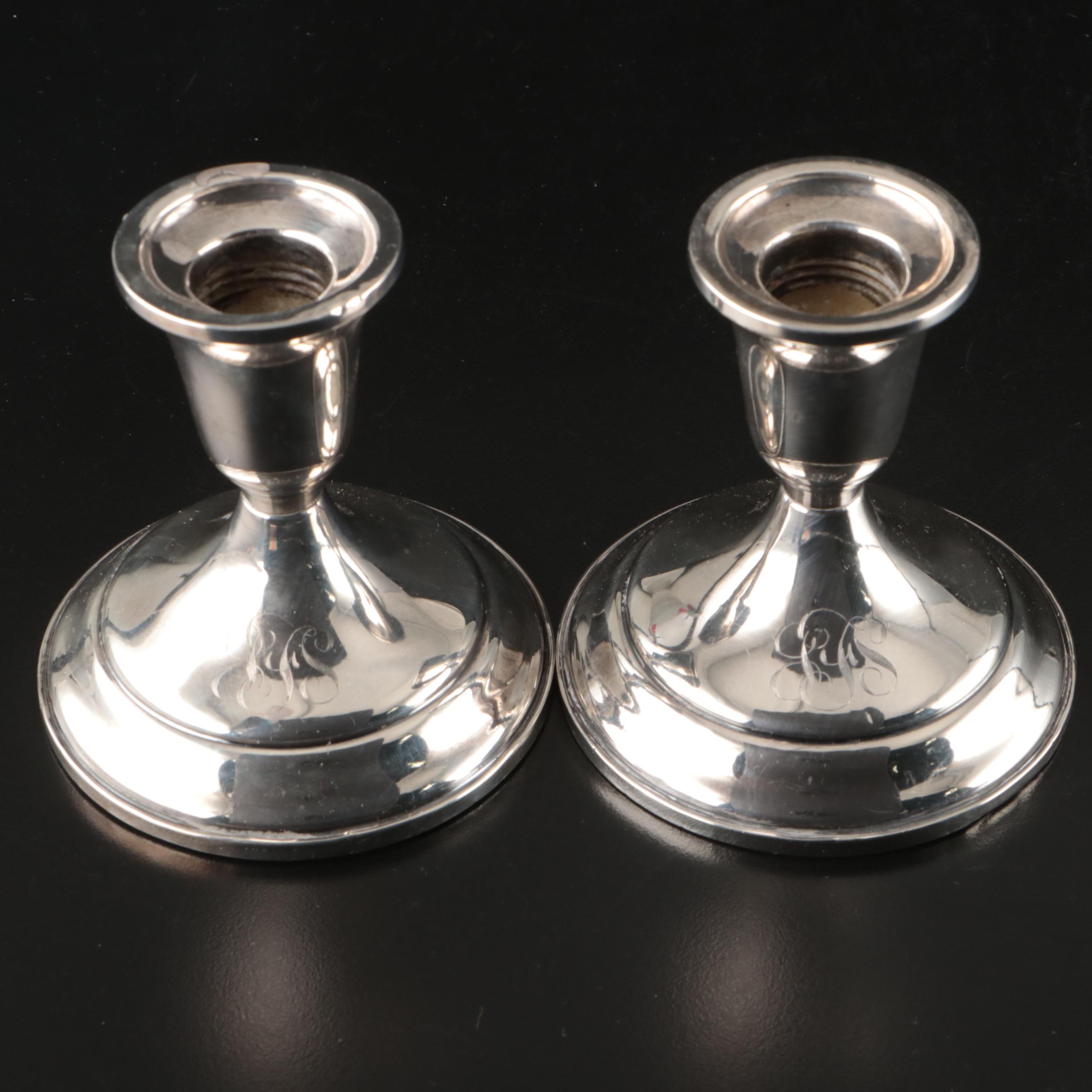 Towle Sterling Silver Candle Holders with Silver Plate Serveware