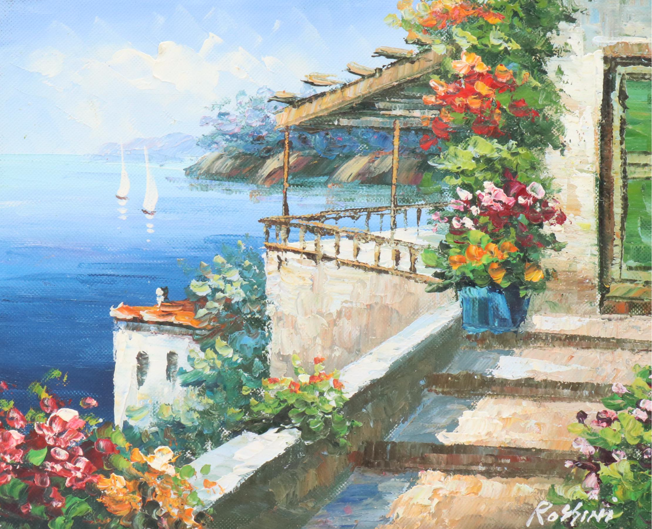Rossini Mediterranean Coastal Landscape Oil Painting