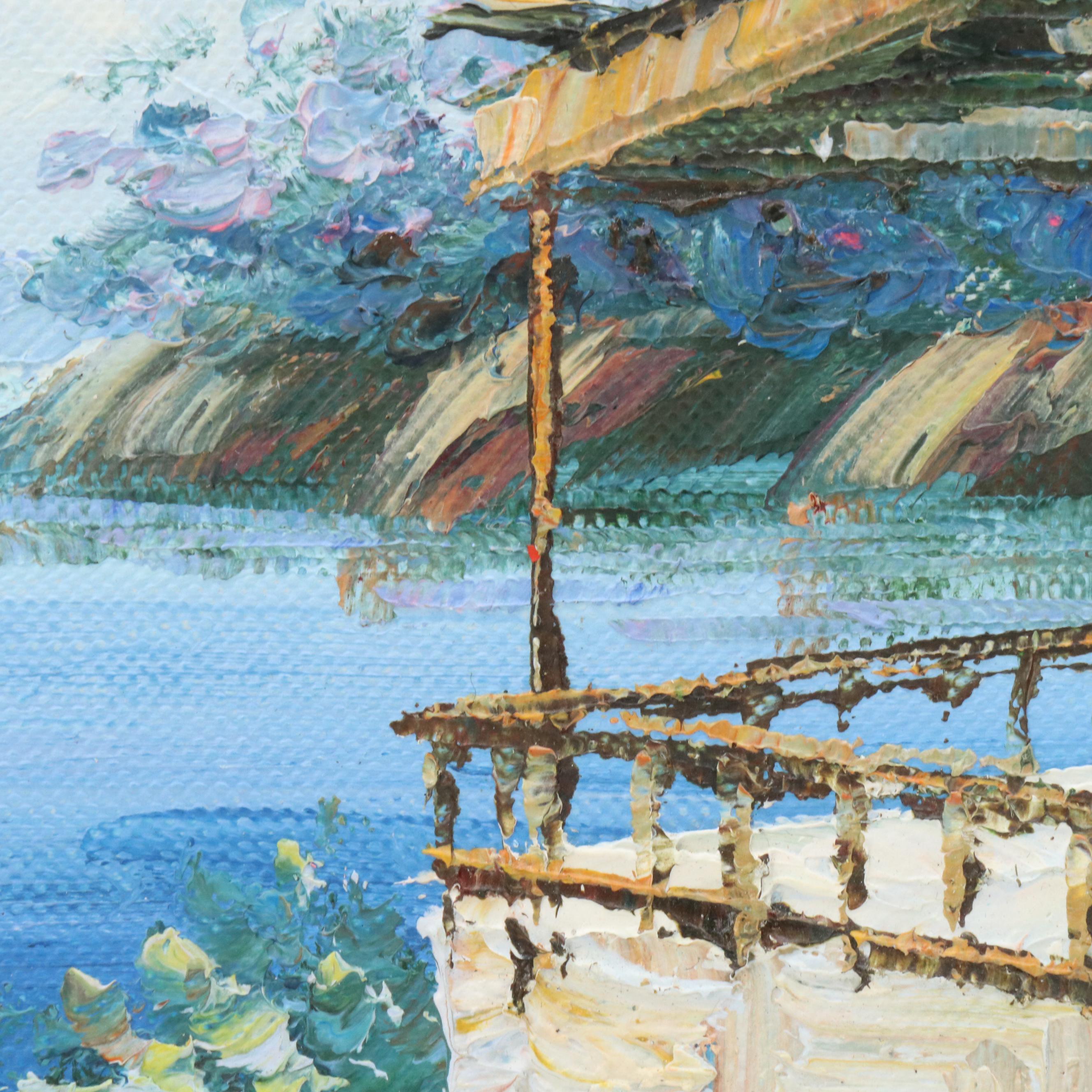 Rossini Mediterranean Coastal Landscape Oil Painting