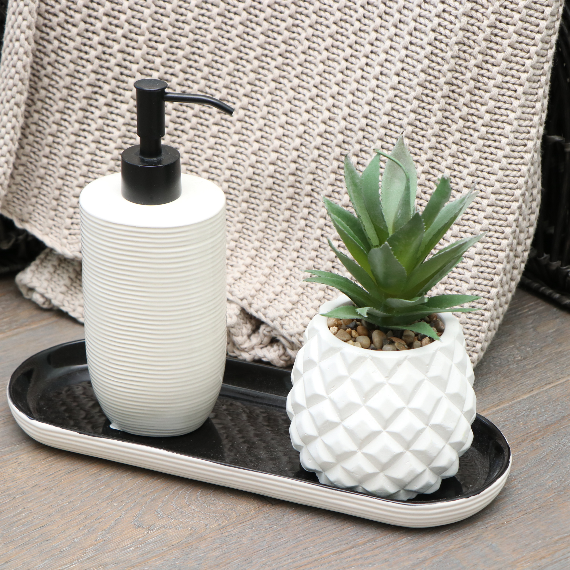 Safavieh Cotton Throw, Surya Accent Pillows, Baskets and Bathroom Accessories