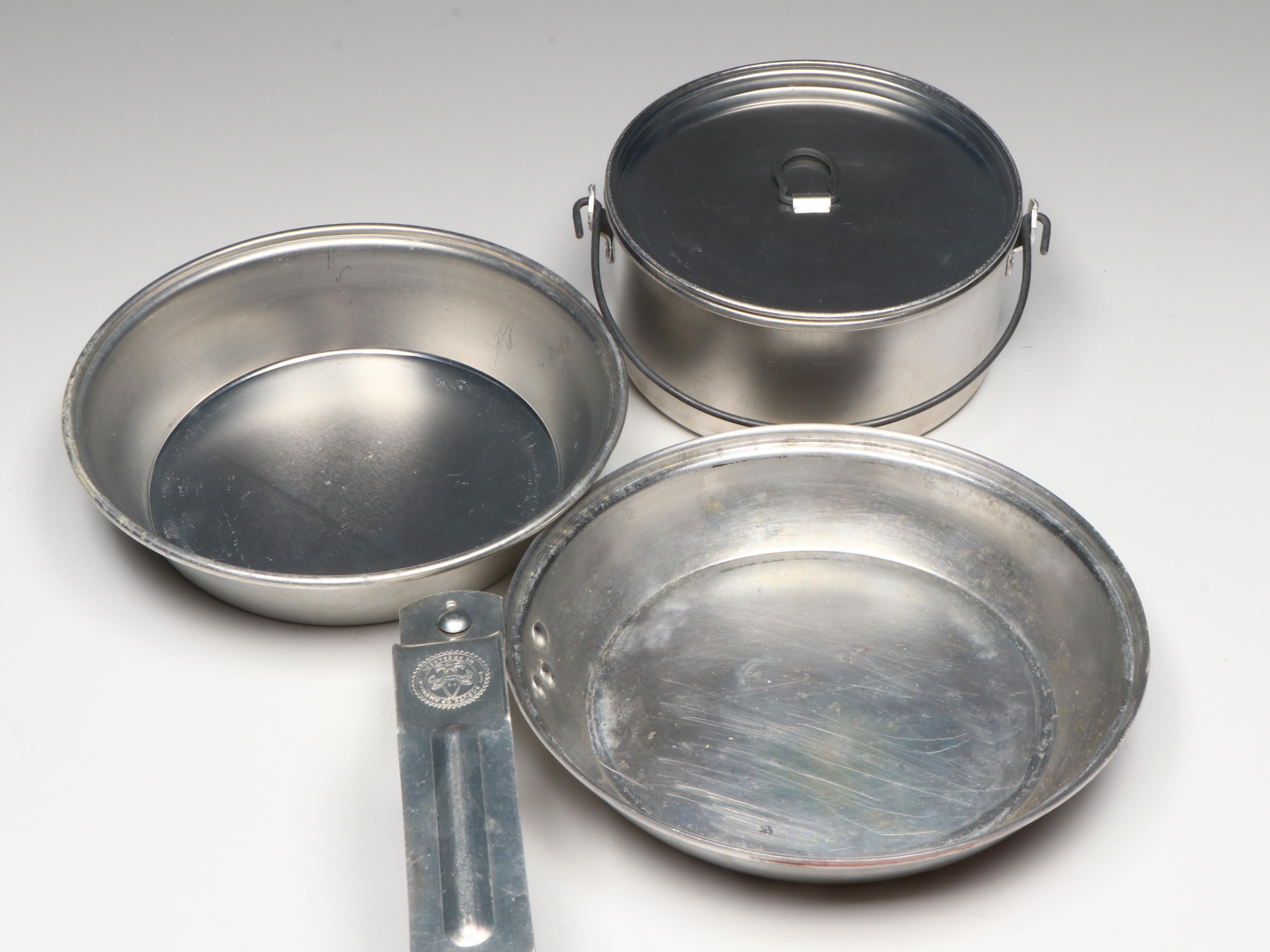 Boy Scout Water Canteens and Cooking Mess Kits and Survival Knife