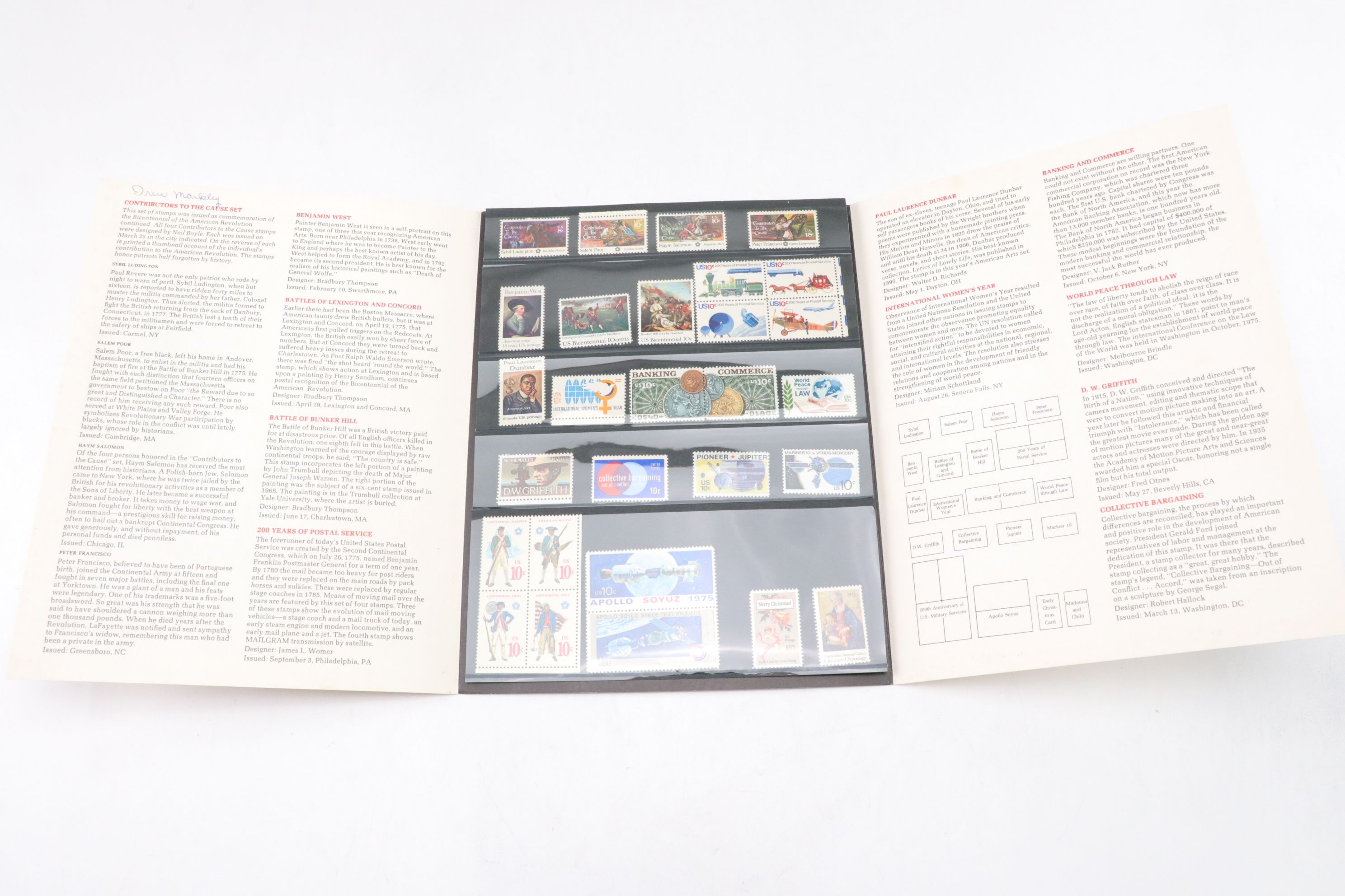 United States Postal Service 1975, 1978, & 1979 Mint Set of Commemorative Stamps