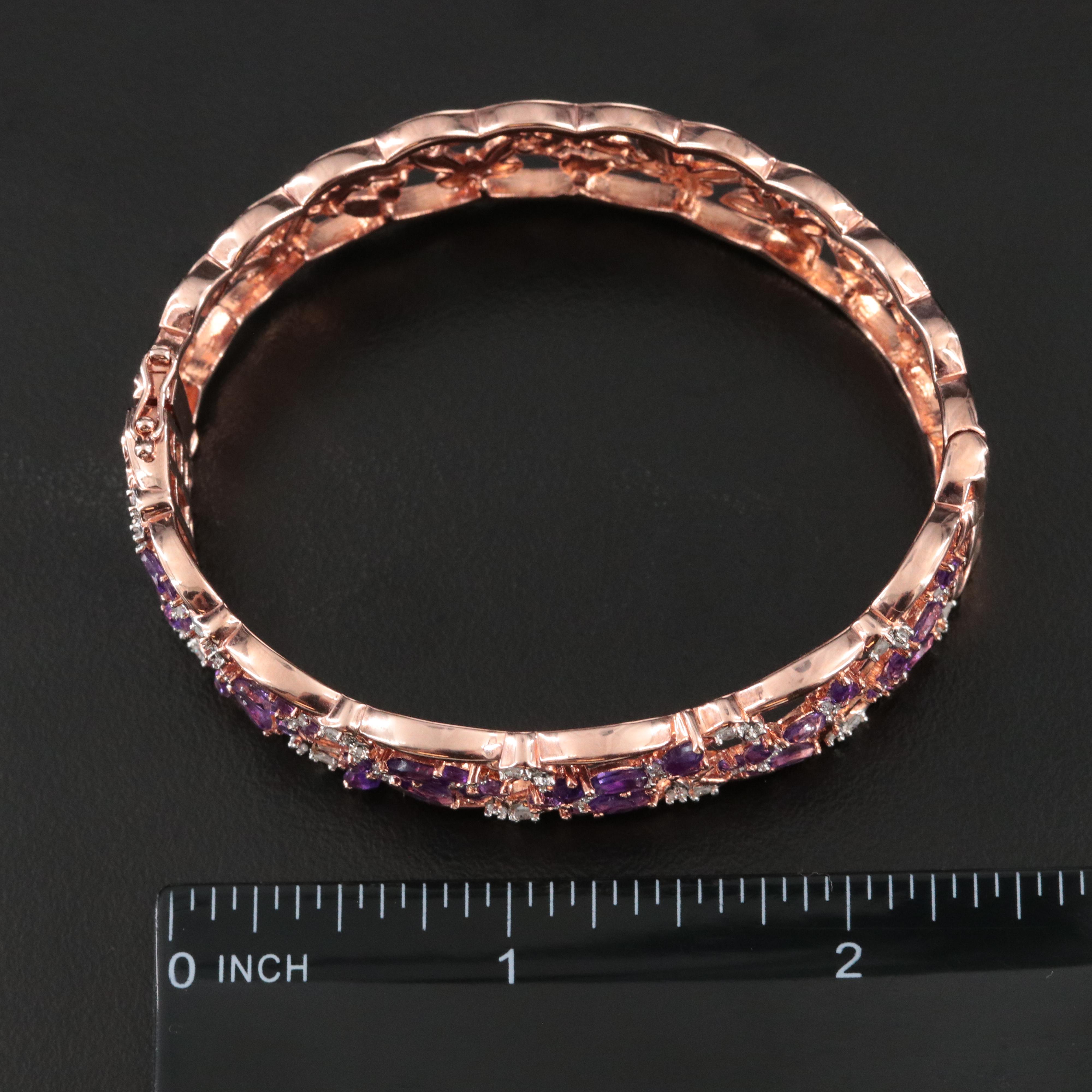 Sterling Amethyst and Diamond Bracelet