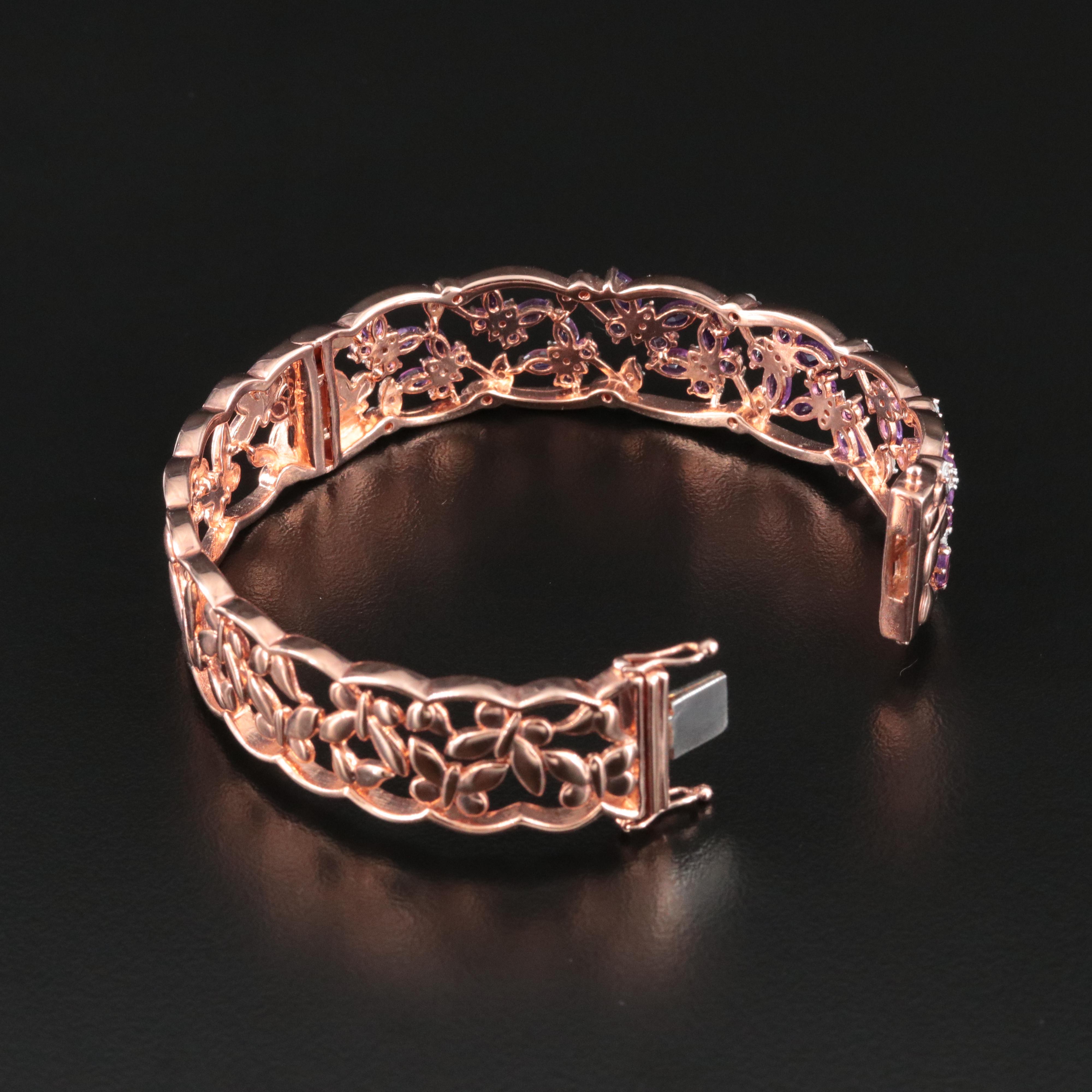 Sterling Amethyst and Diamond Bracelet