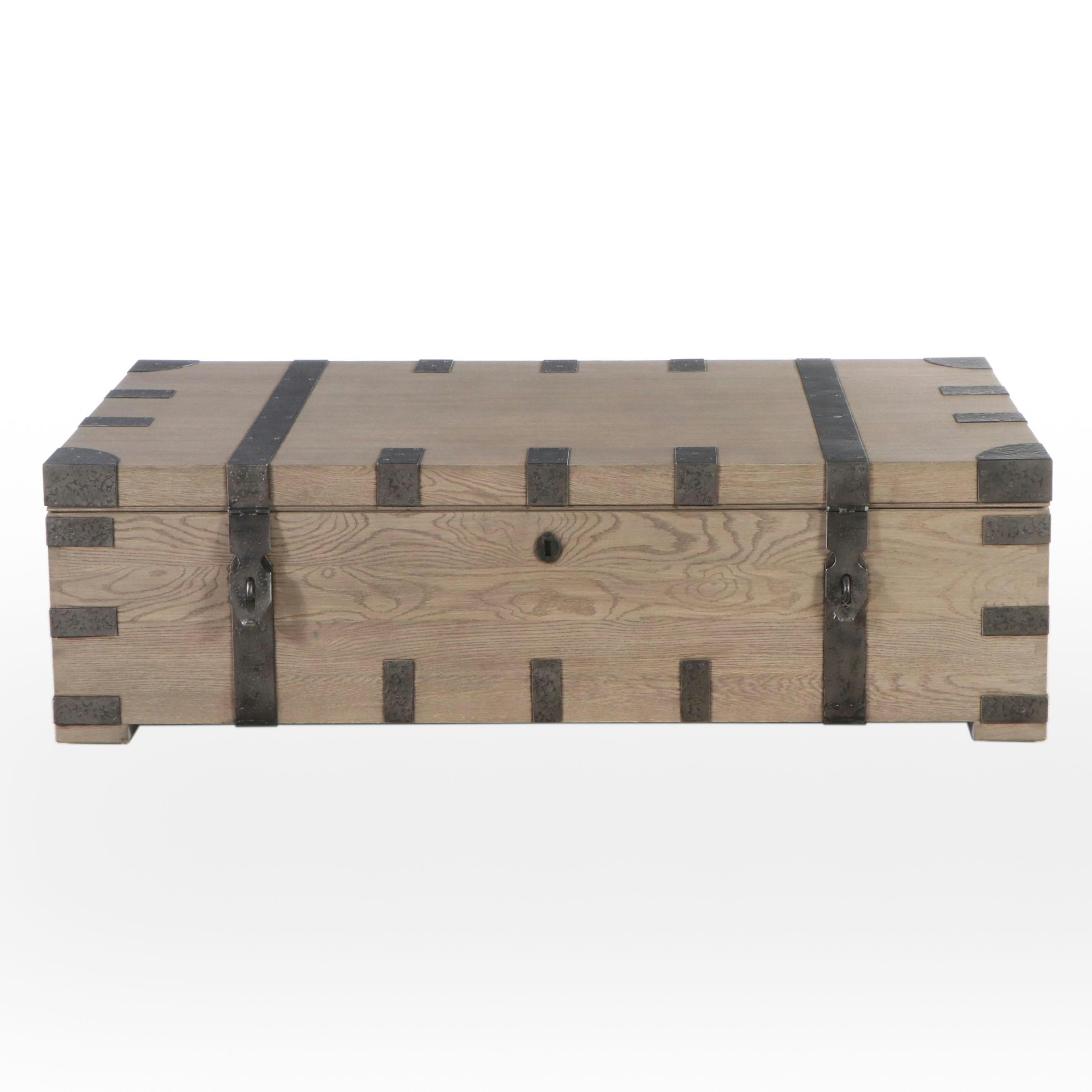 Restoration Hardware "Heirloom Silver-Chest" Wooden Storage Trunk Coffee Table