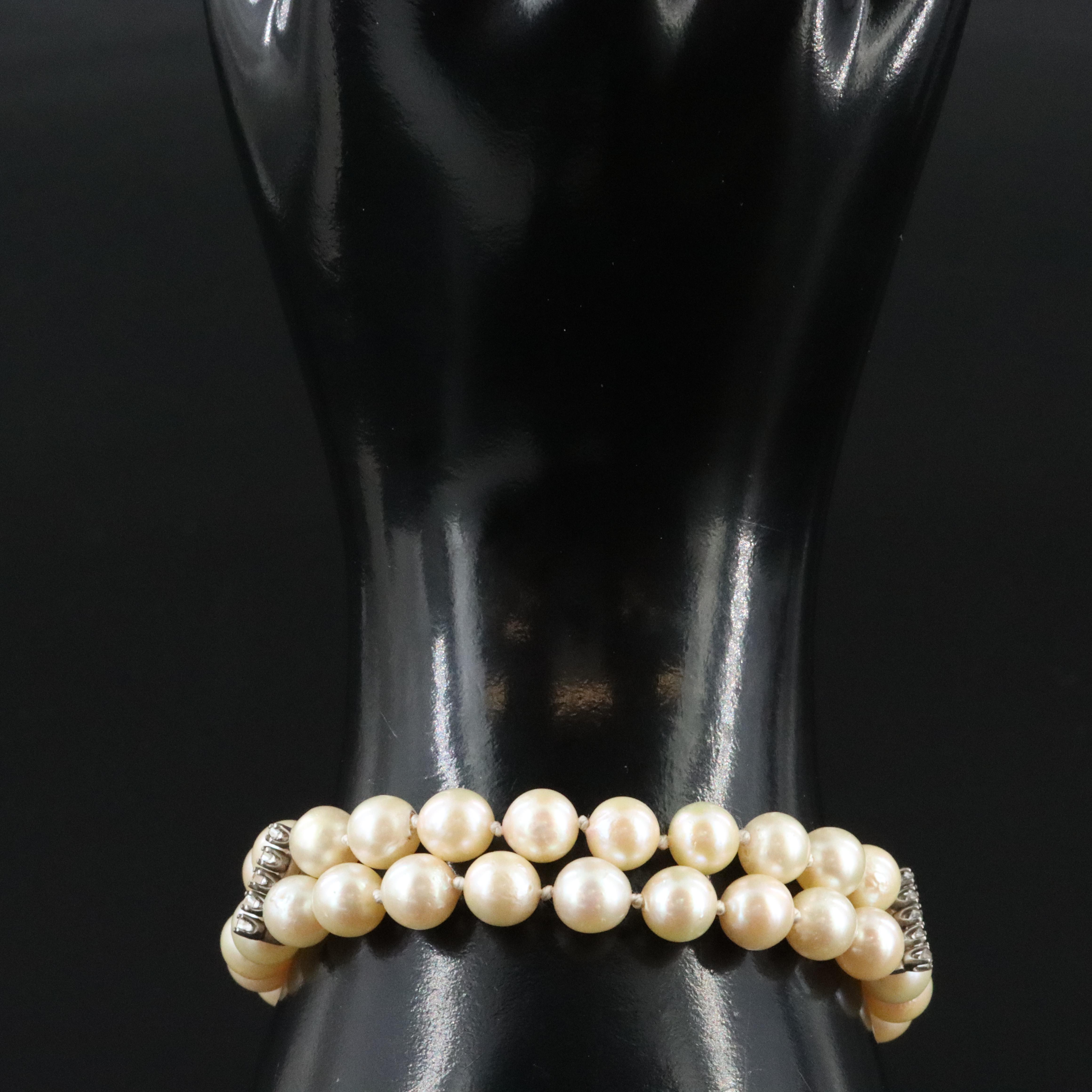 14K Pearl, Diamond, and Glass Bracelet
