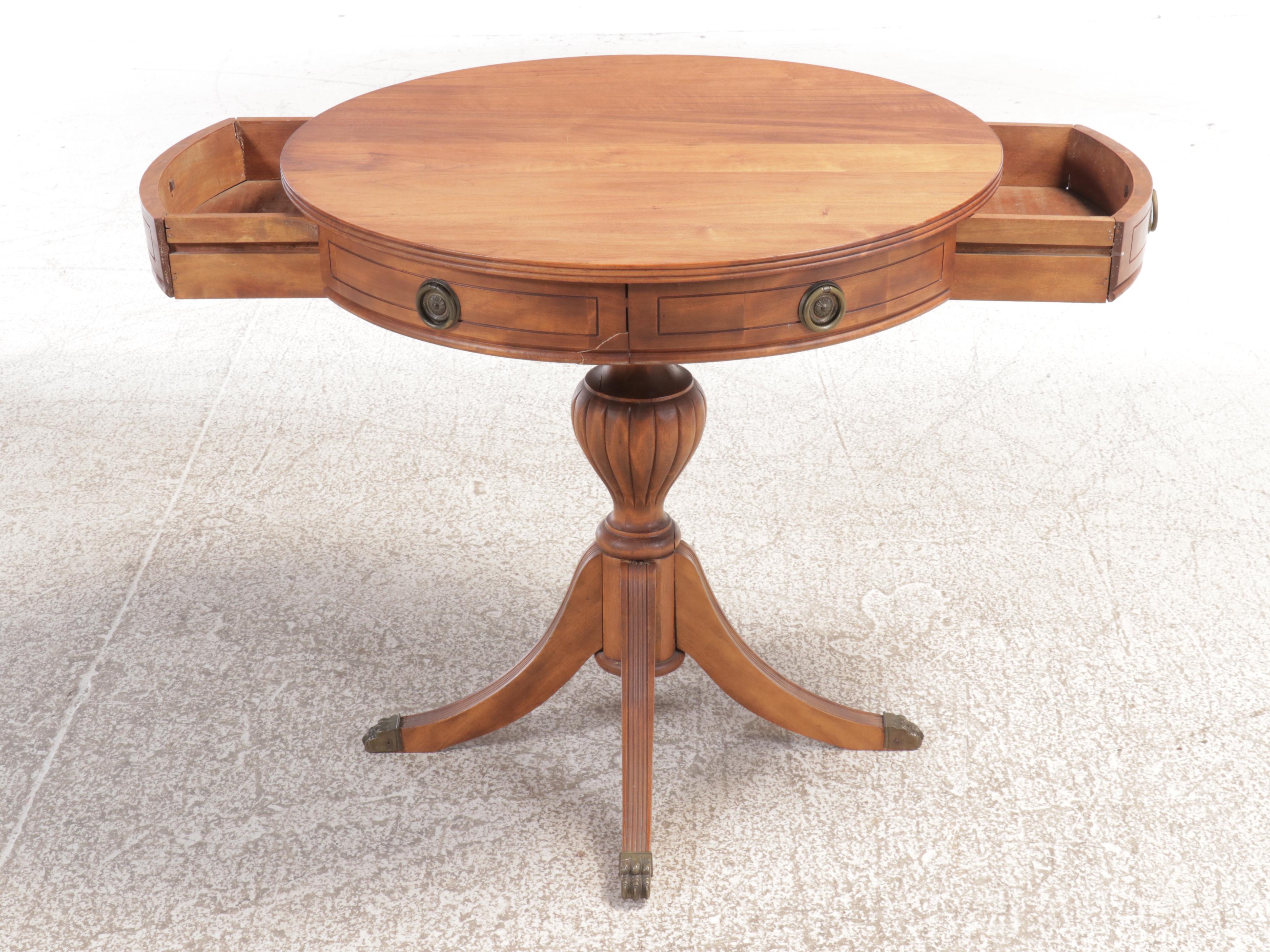 Duncan Phyfe Style Mahogany Drum Table, Mid-20th Century