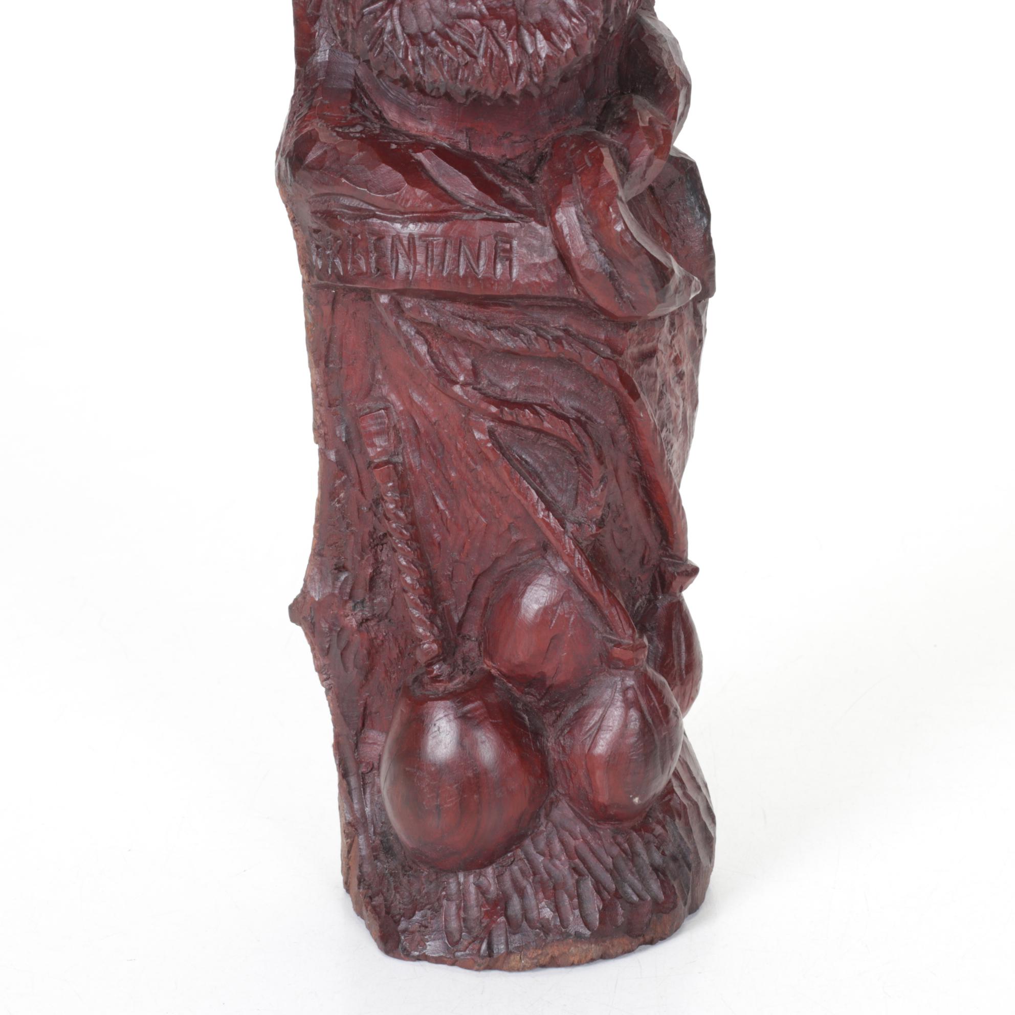 Argentinian Hand-Carved Wood Sculpture of Man