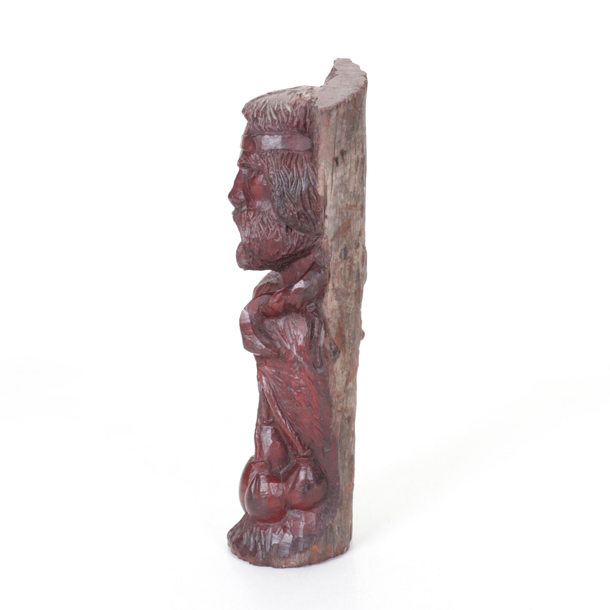 Argentinian Hand-Carved Wood Sculpture of Man