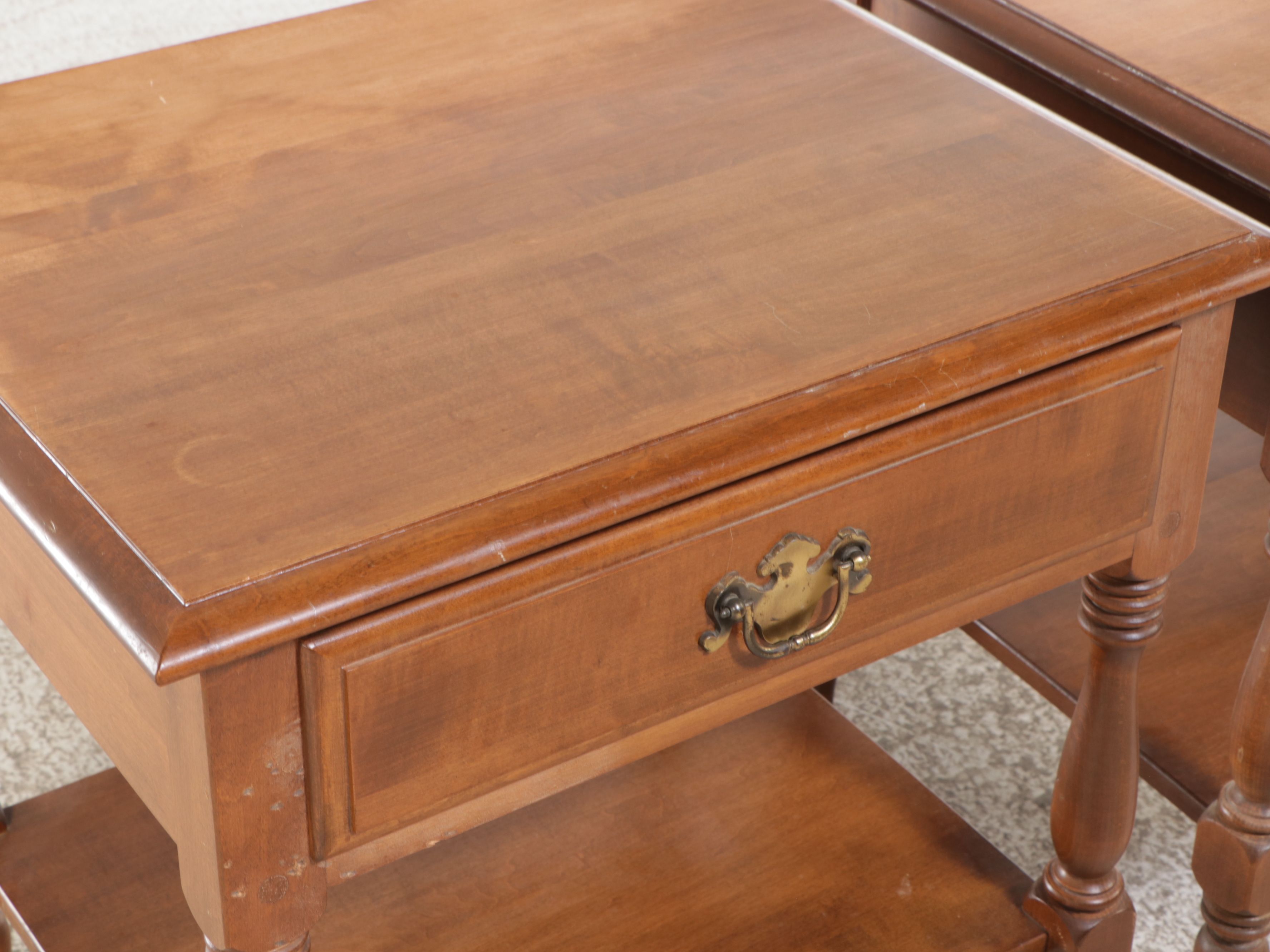 Ethan Allen Colonial Style Maple Queen Bed with Nightstands