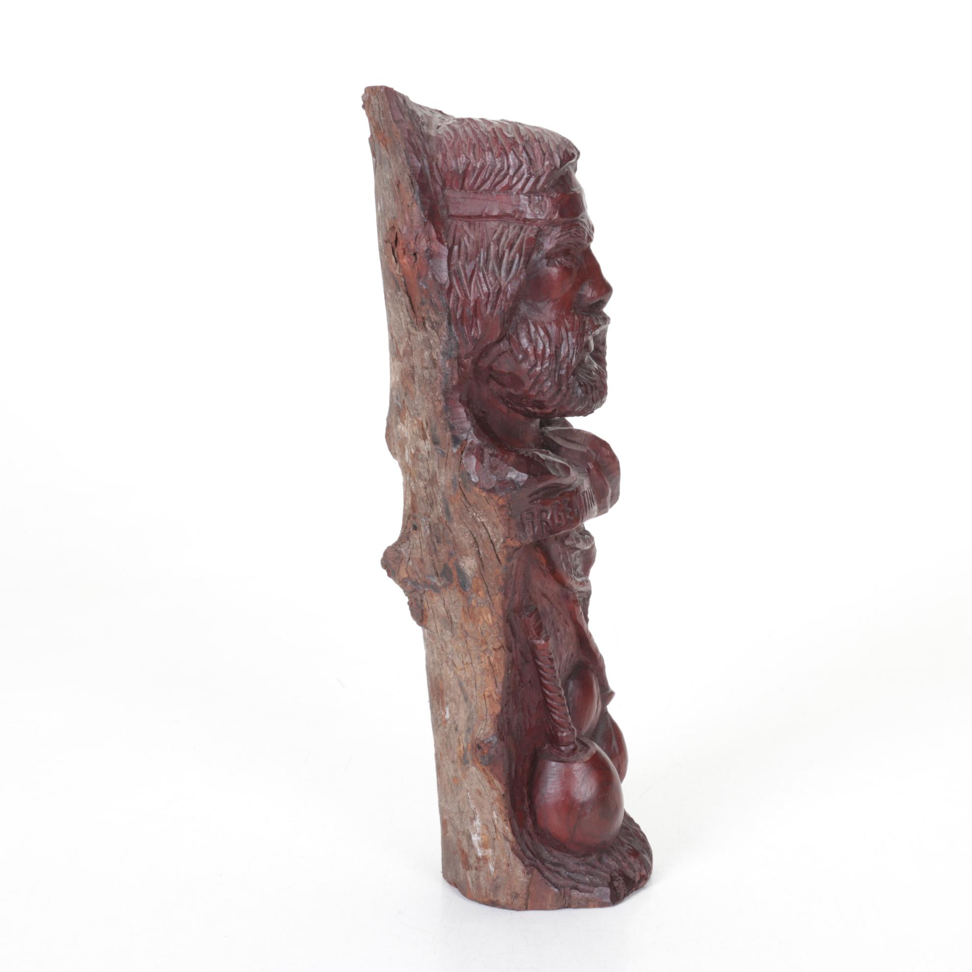 Argentinian Hand-Carved Wood Sculpture of Man