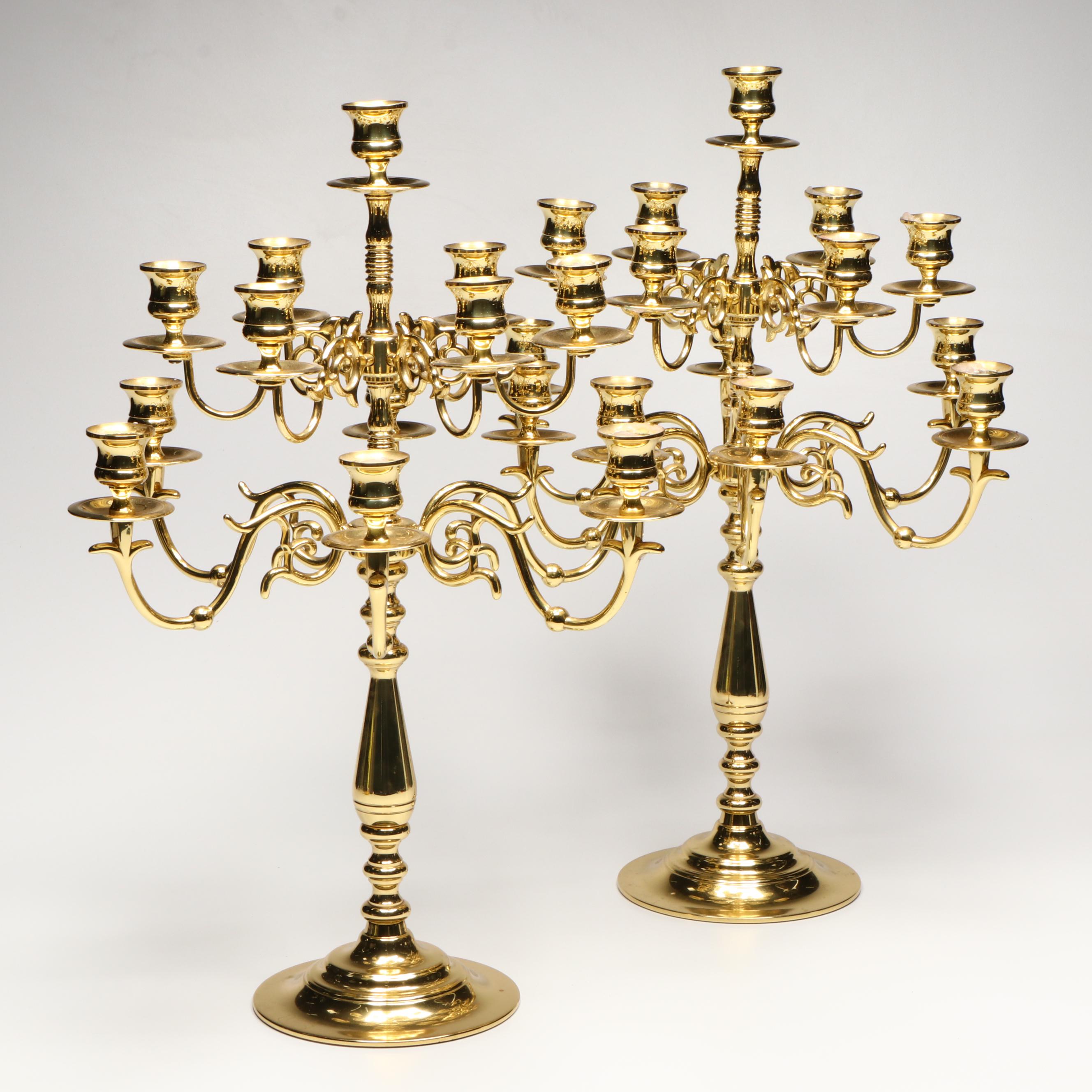 Pair of Baldwin Federal Style Brass Candelabras