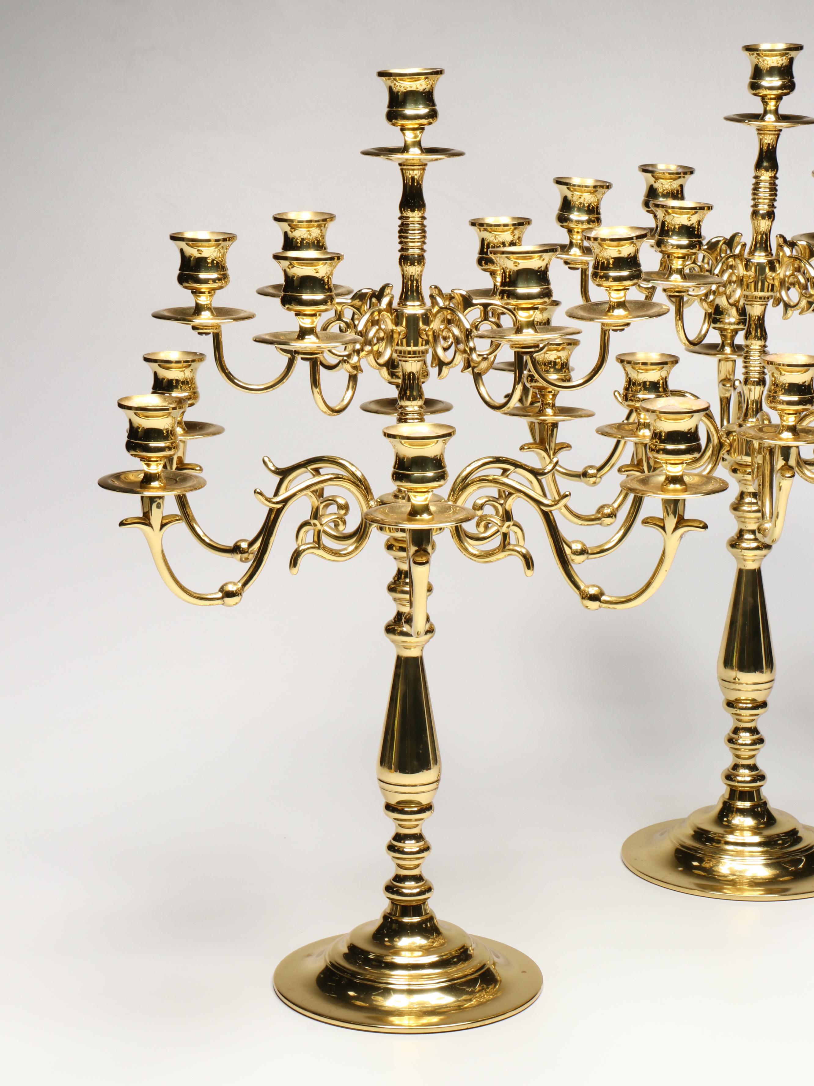 Pair of Baldwin Federal Style Brass Candelabras