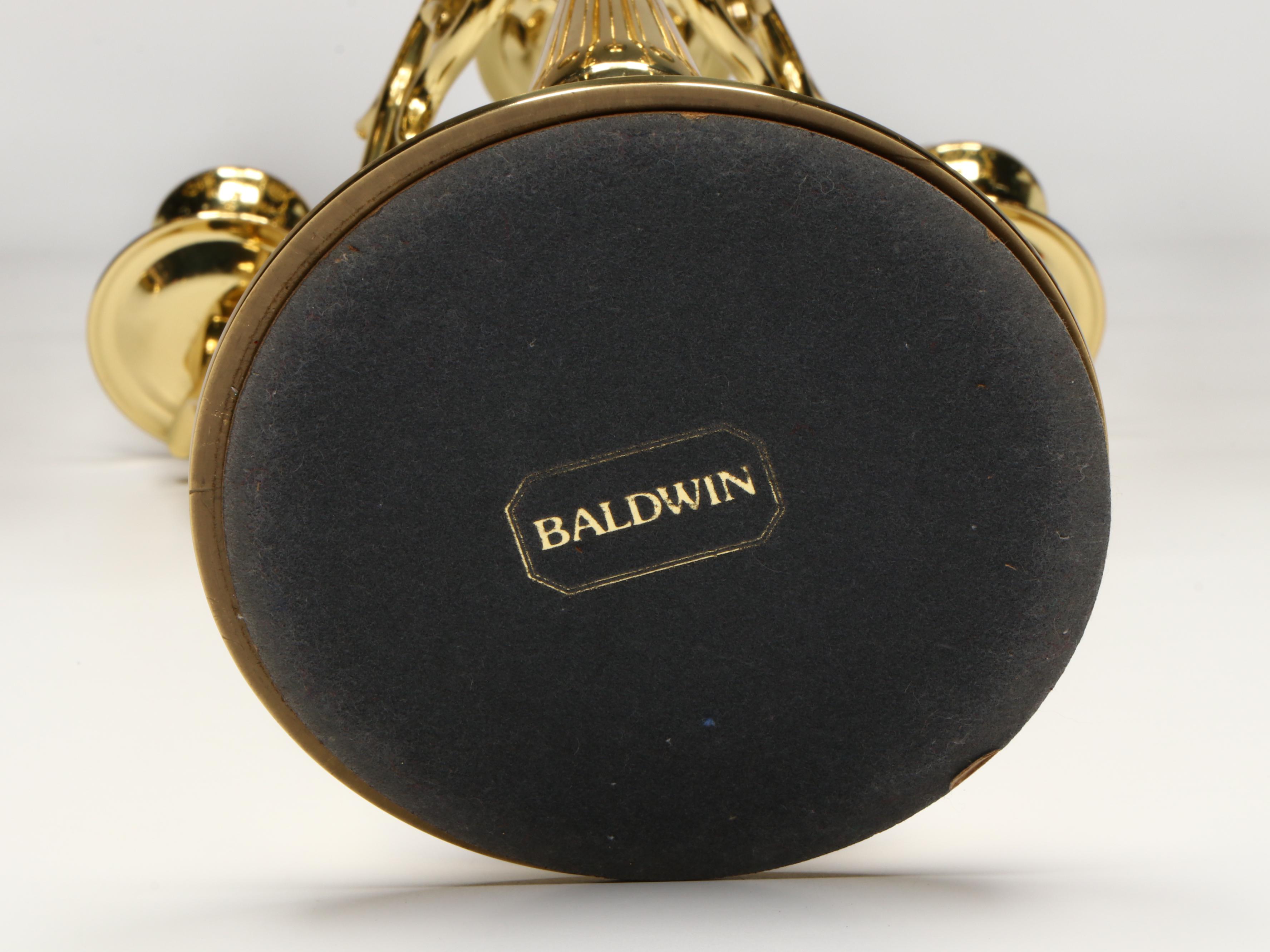 Pair of Baldwin Federal Style Brass Candelabras