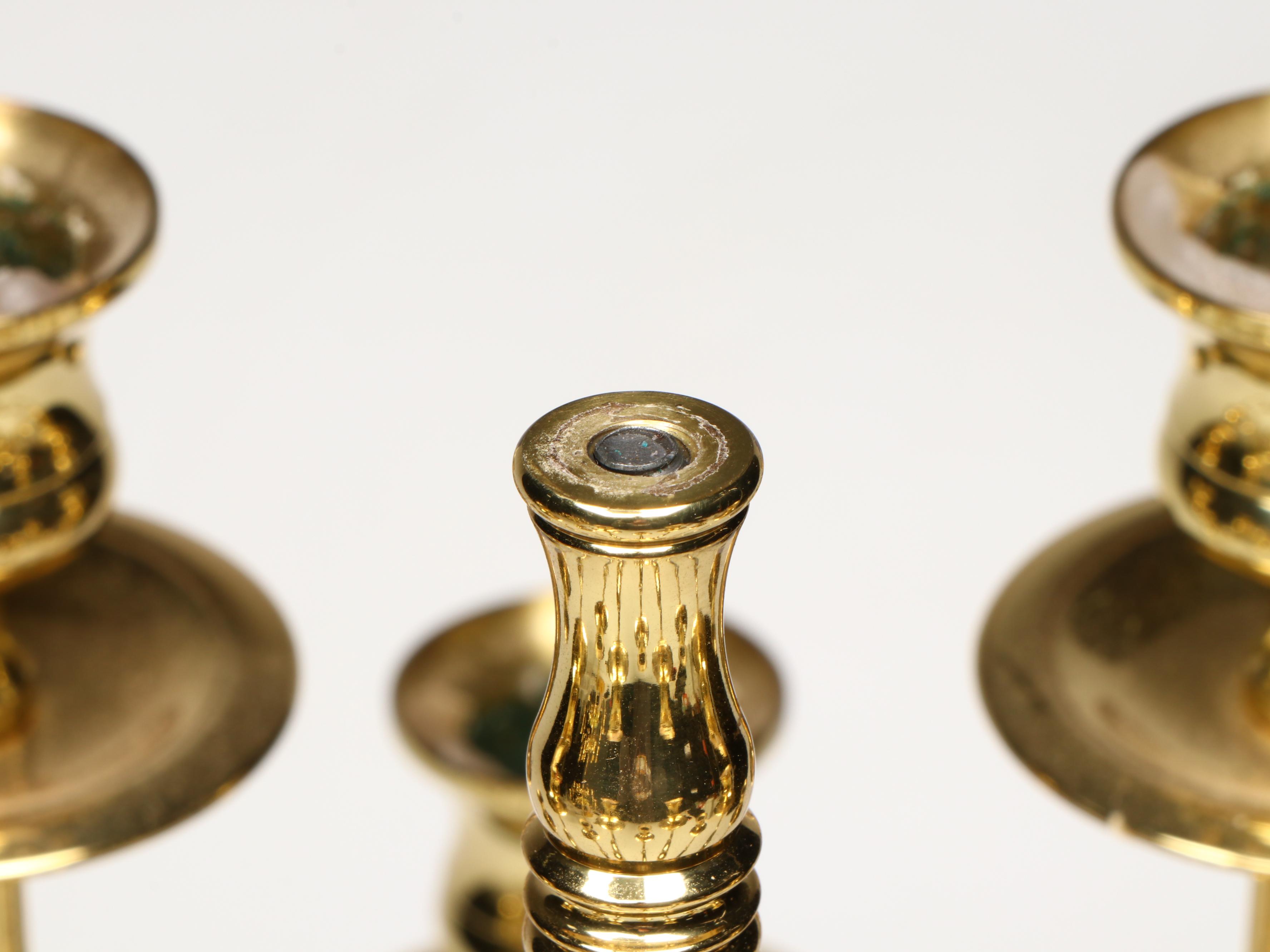 Pair of Baldwin Federal Style Brass Candelabras