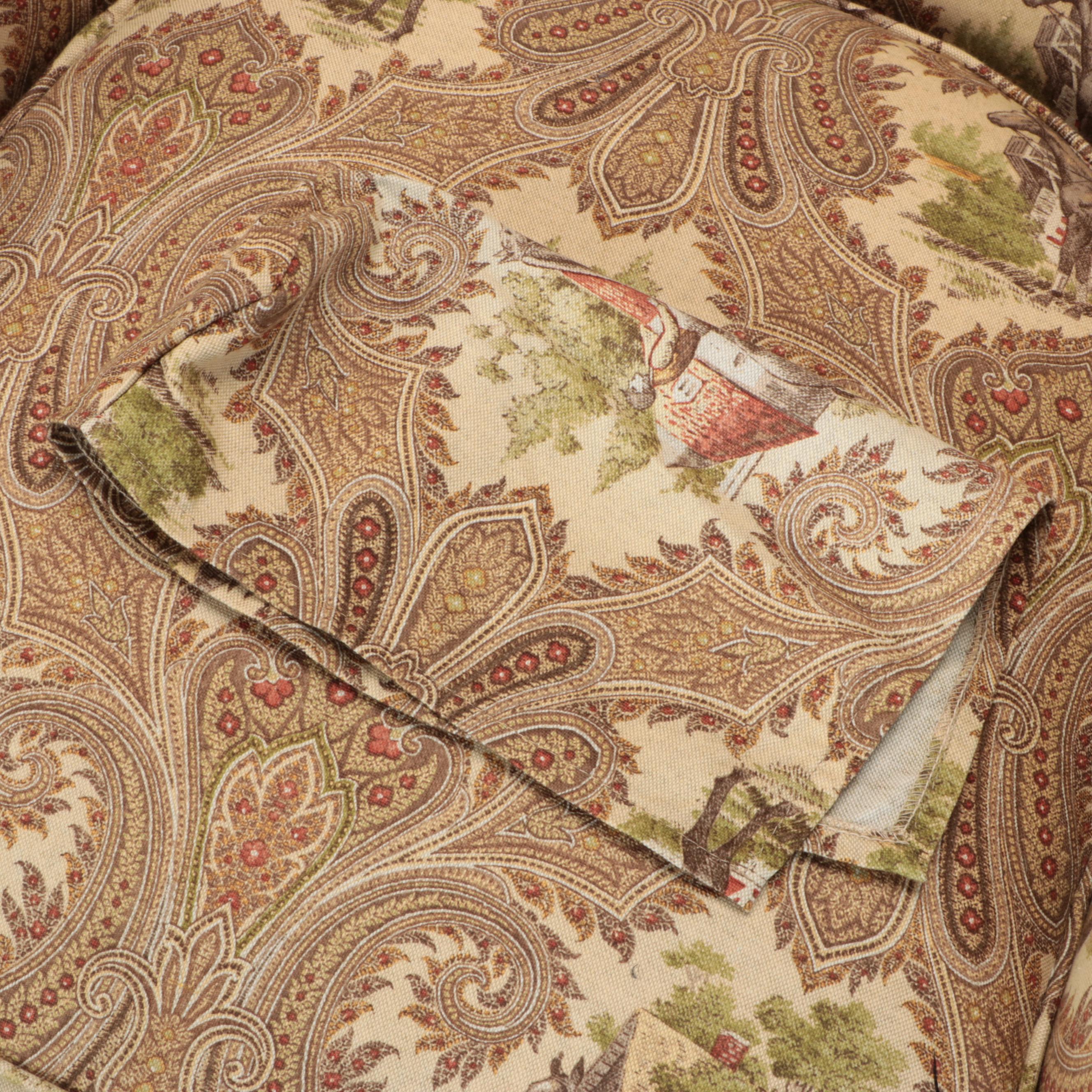 Wesley Hall Wingback Armchair in Equestrian Upholstery with Ottoman