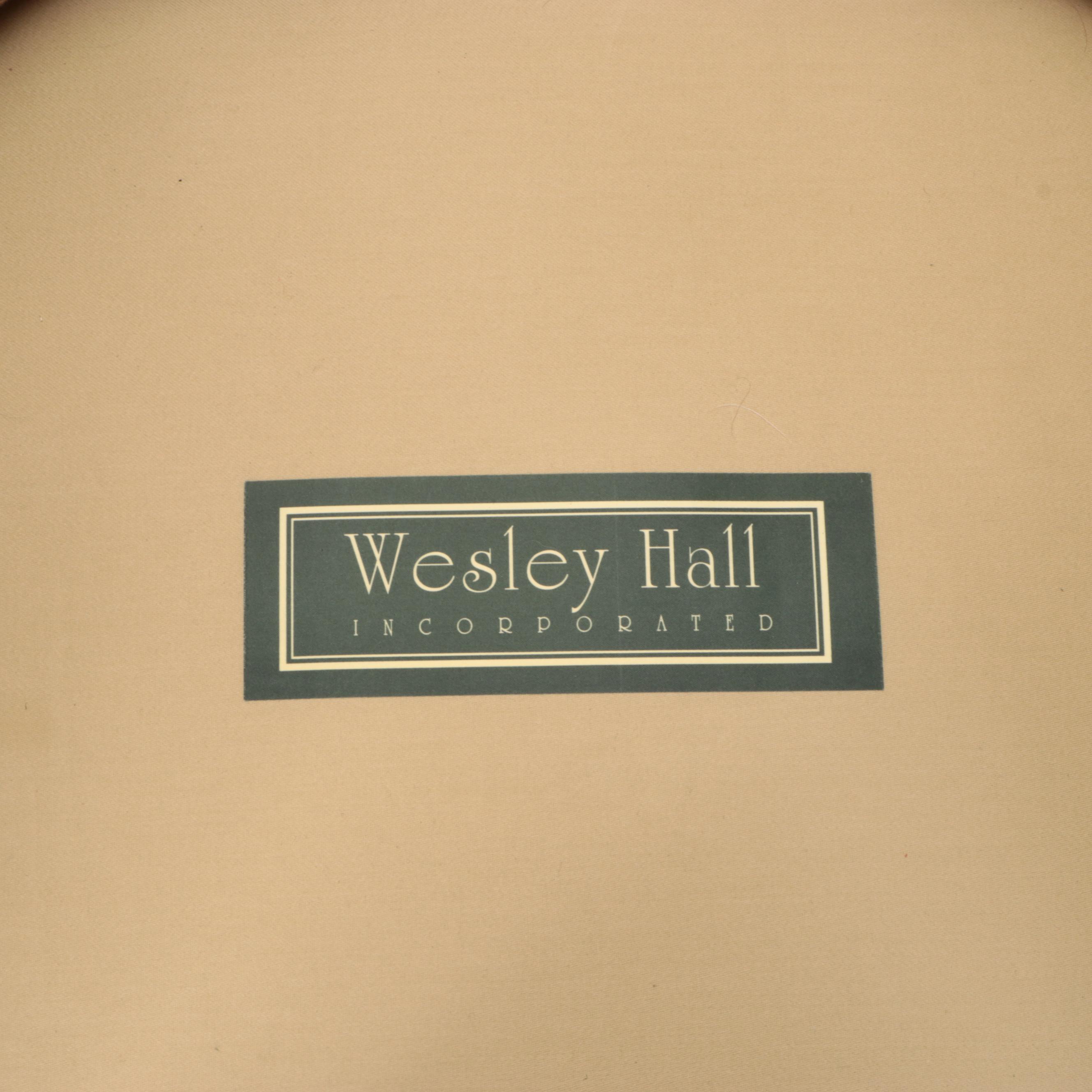 Wesley Hall Wingback Armchair in Equestrian Upholstery with Ottoman