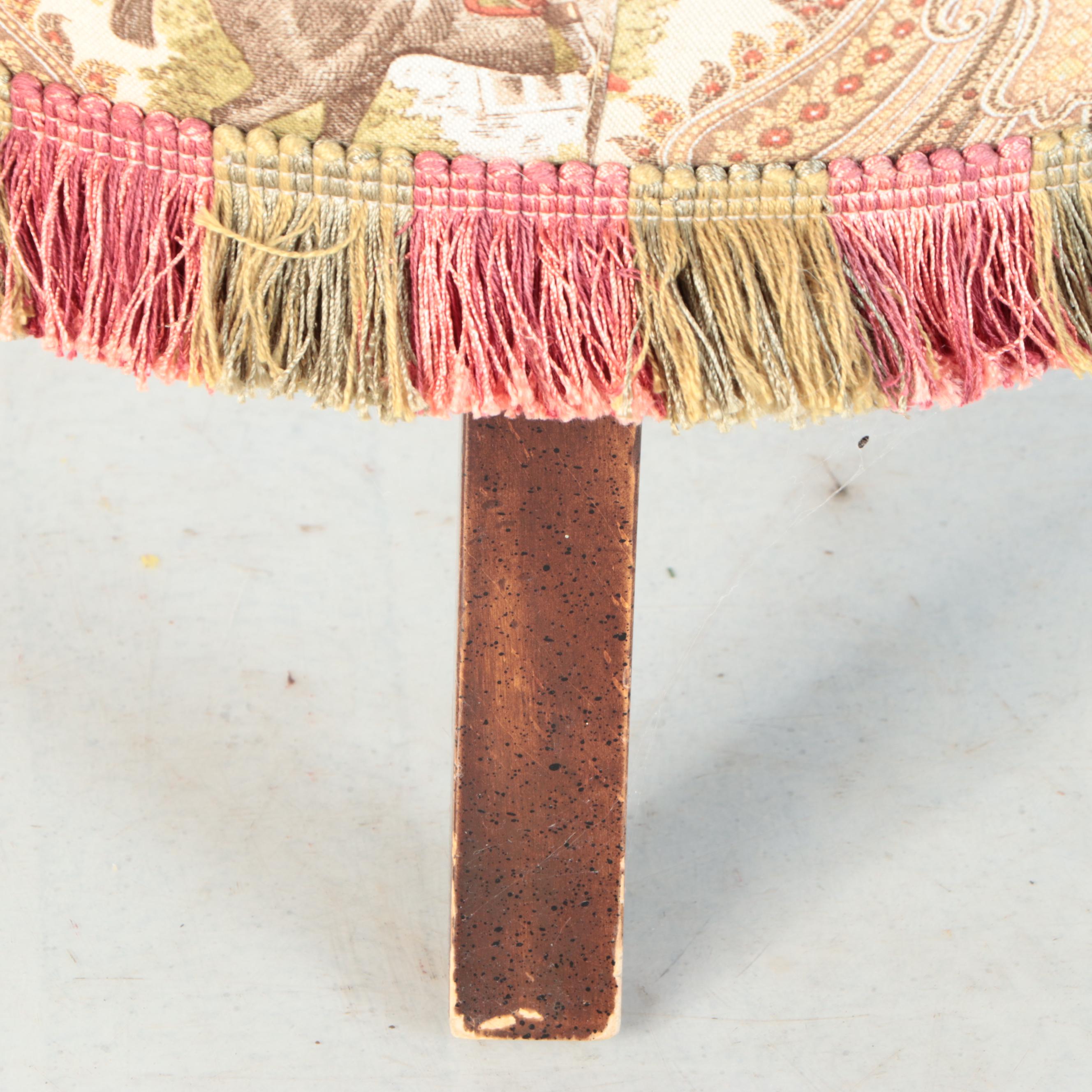 Wesley Hall Wingback Armchair in Equestrian Upholstery with Ottoman