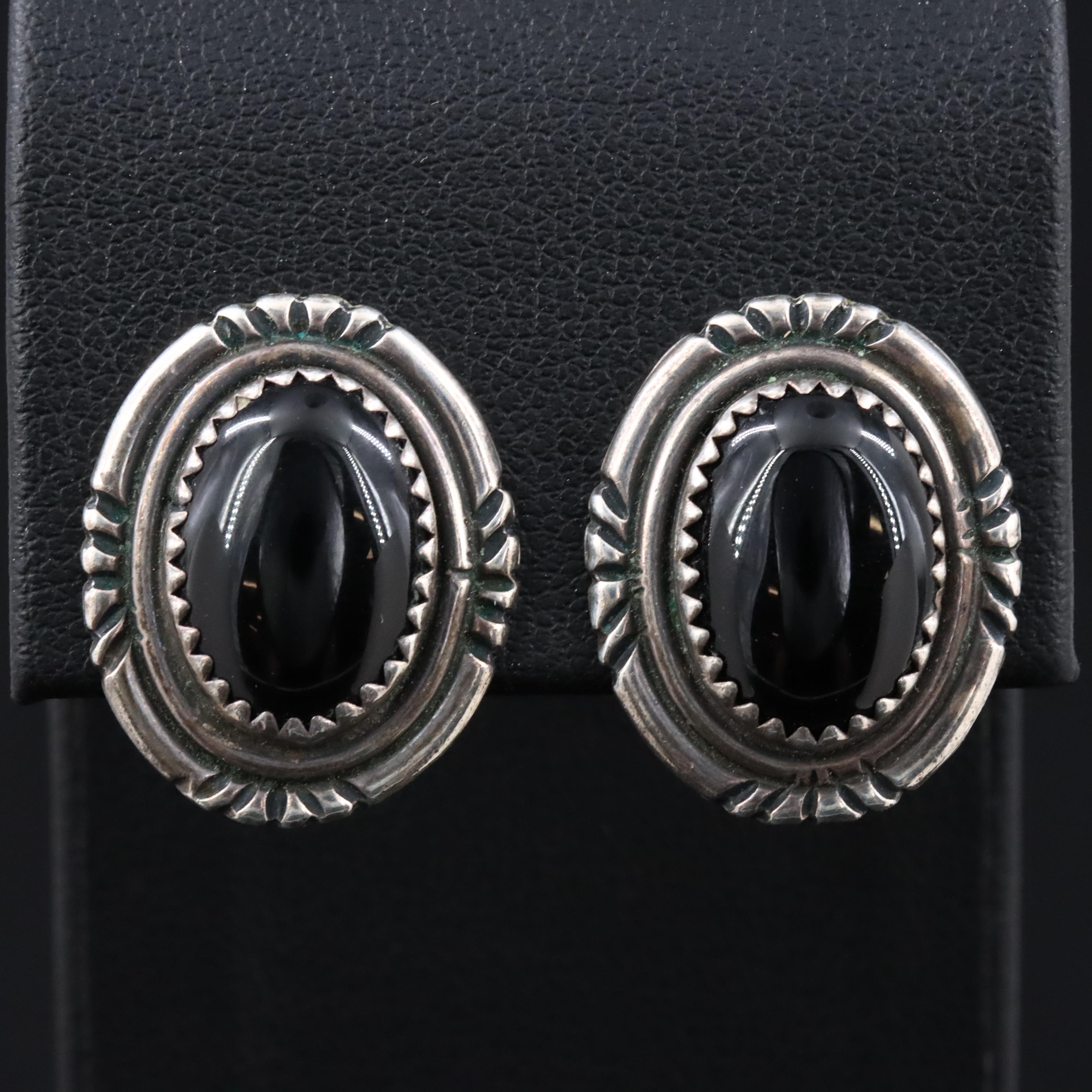 Sterling Black Onyx Earrings