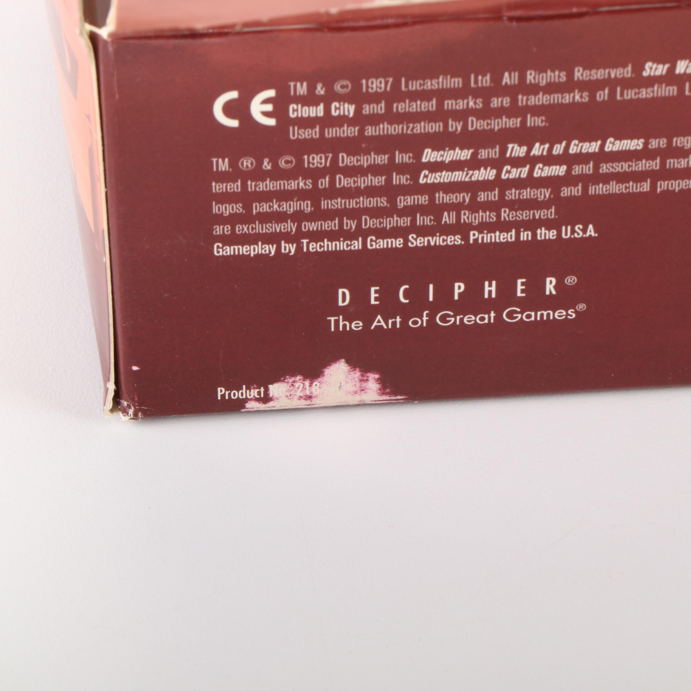 "Star Wars" Sealed Cloud City Booster Packs with Loose Trading Cards, 1990s