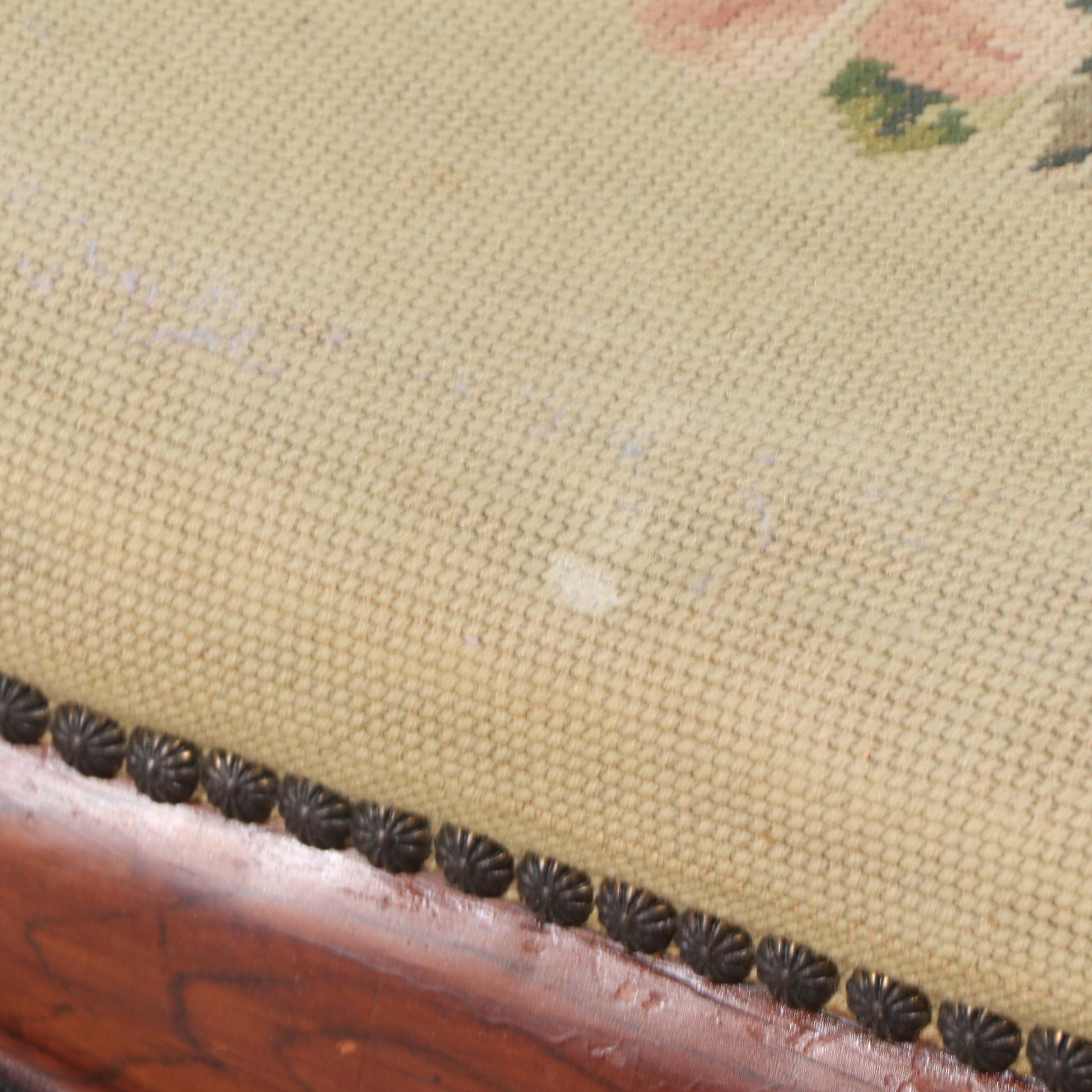 Victorian Style Needlepoint Covered Footstools and Accent Pillows