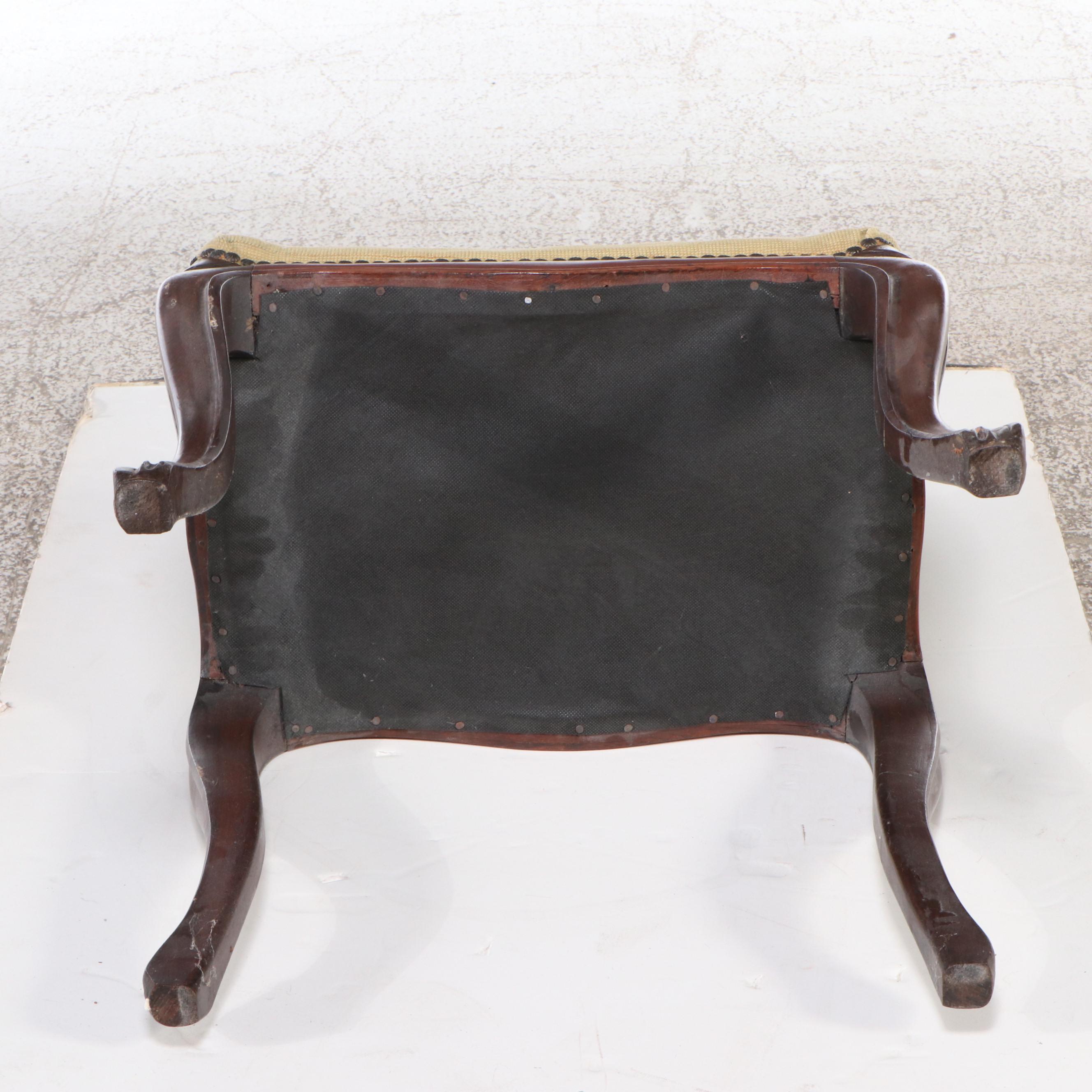 Victorian Style Needlepoint Covered Footstools and Accent Pillows