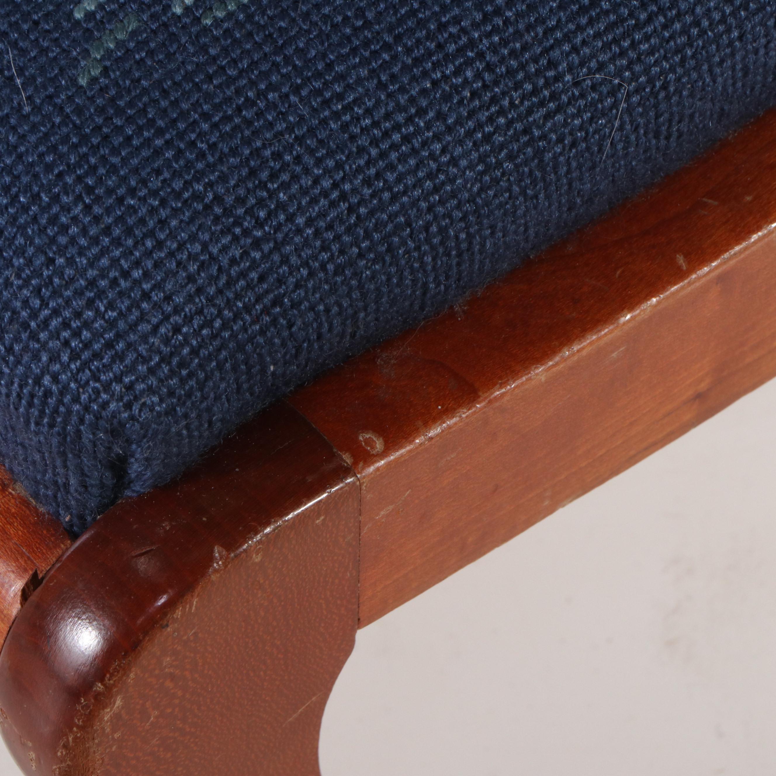 Victorian Style Needlepoint Covered Footstools and Accent Pillows