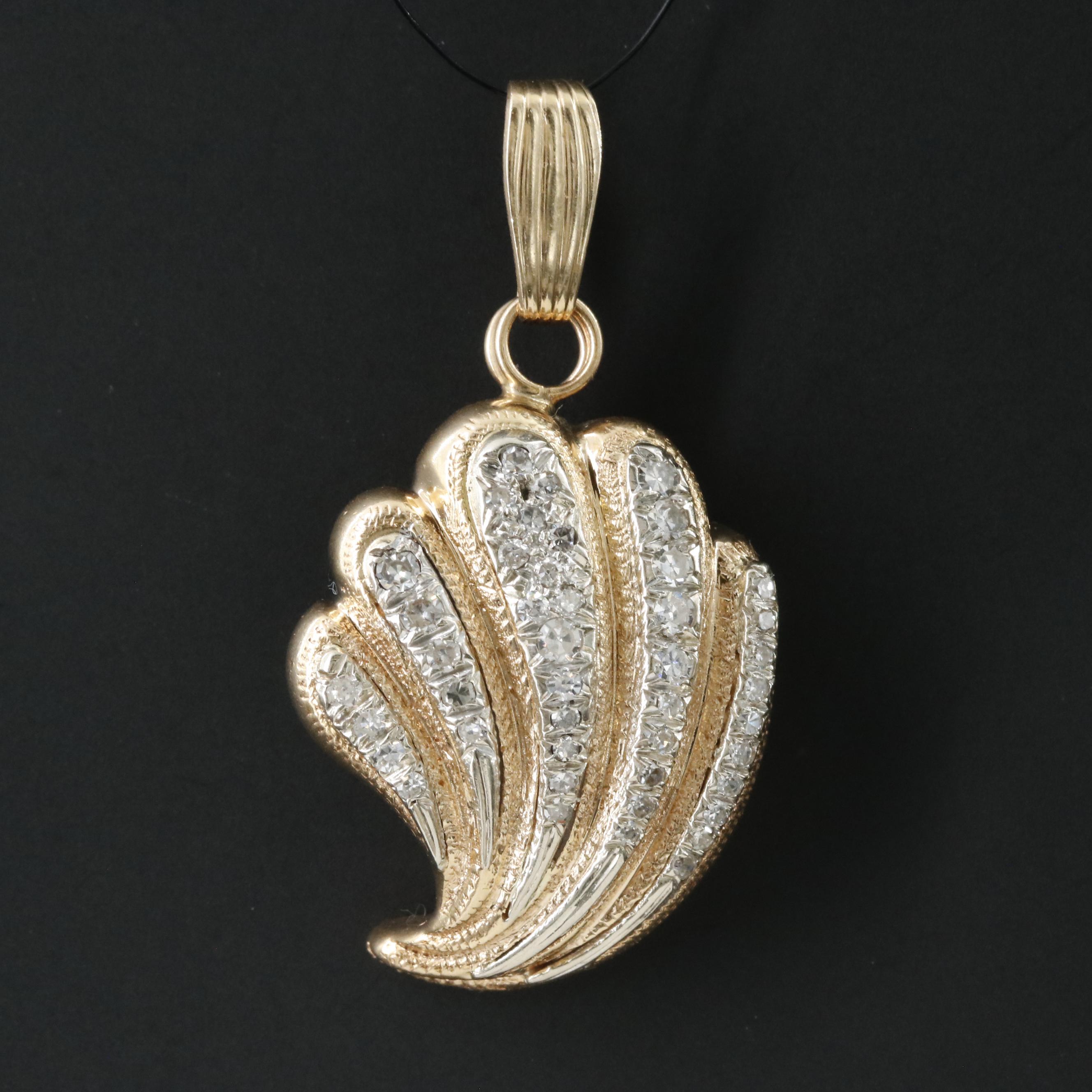 14K 0.58 CTW Diamond Shell Pendant
