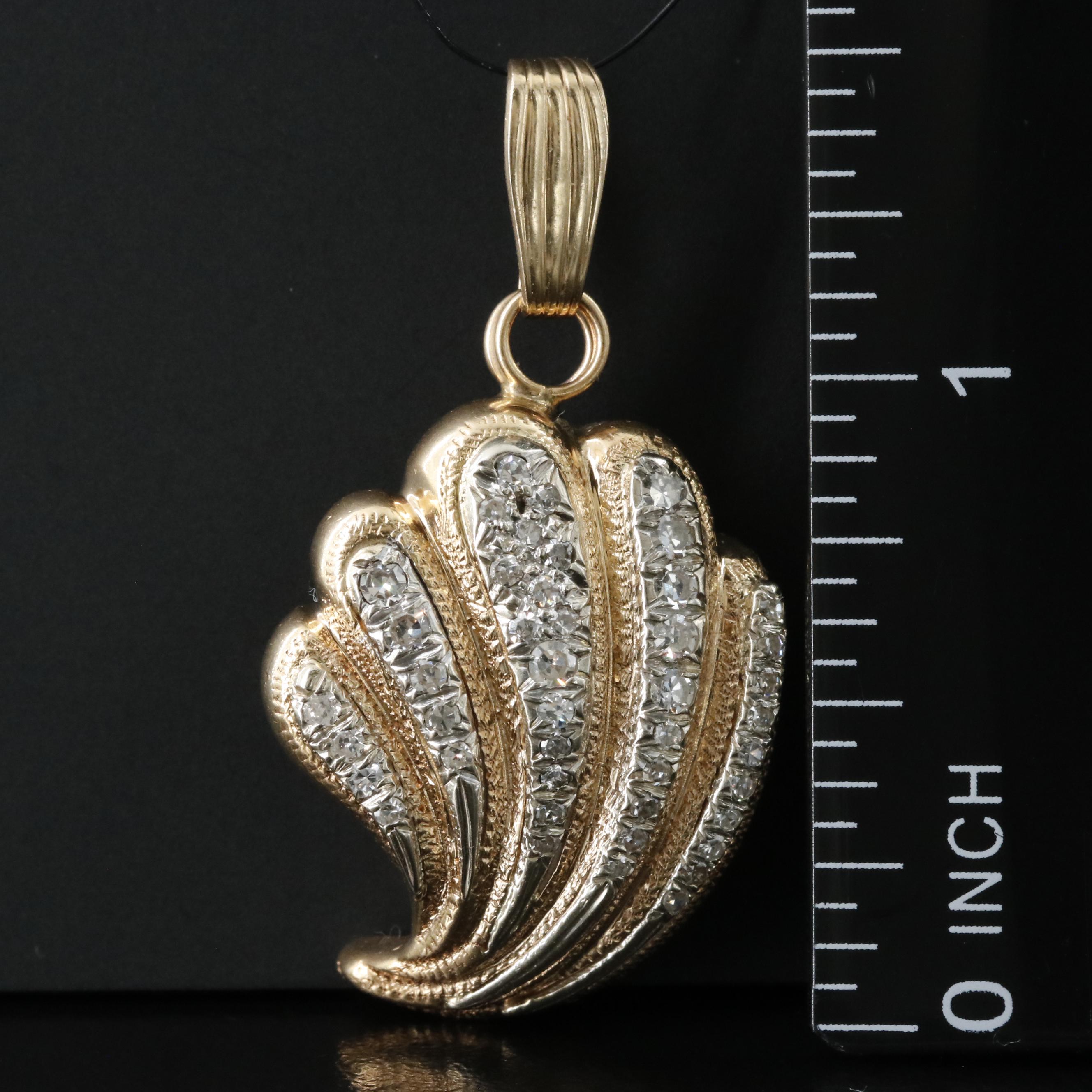 14K 0.58 CTW Diamond Shell Pendant