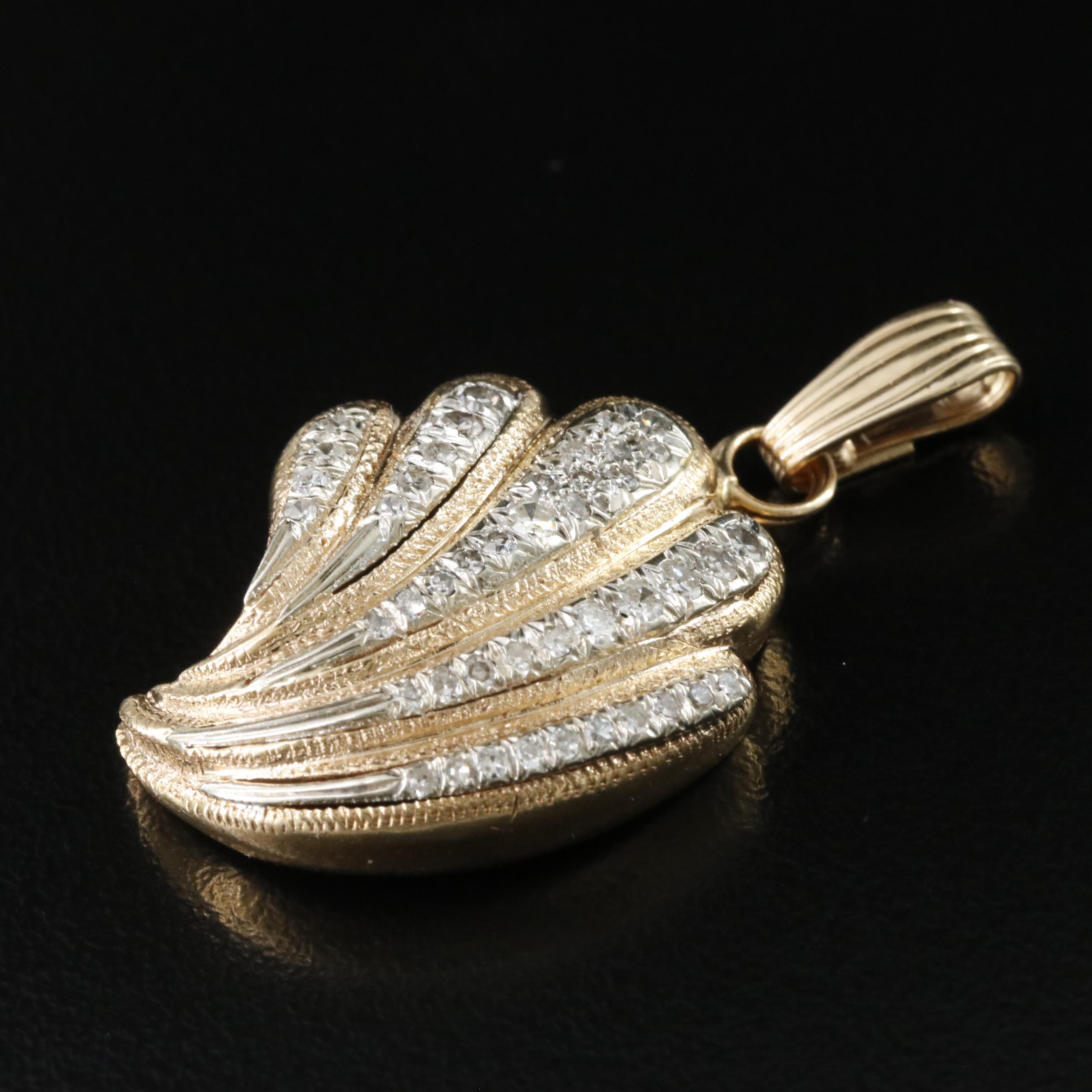 14K 0.58 CTW Diamond Shell Pendant