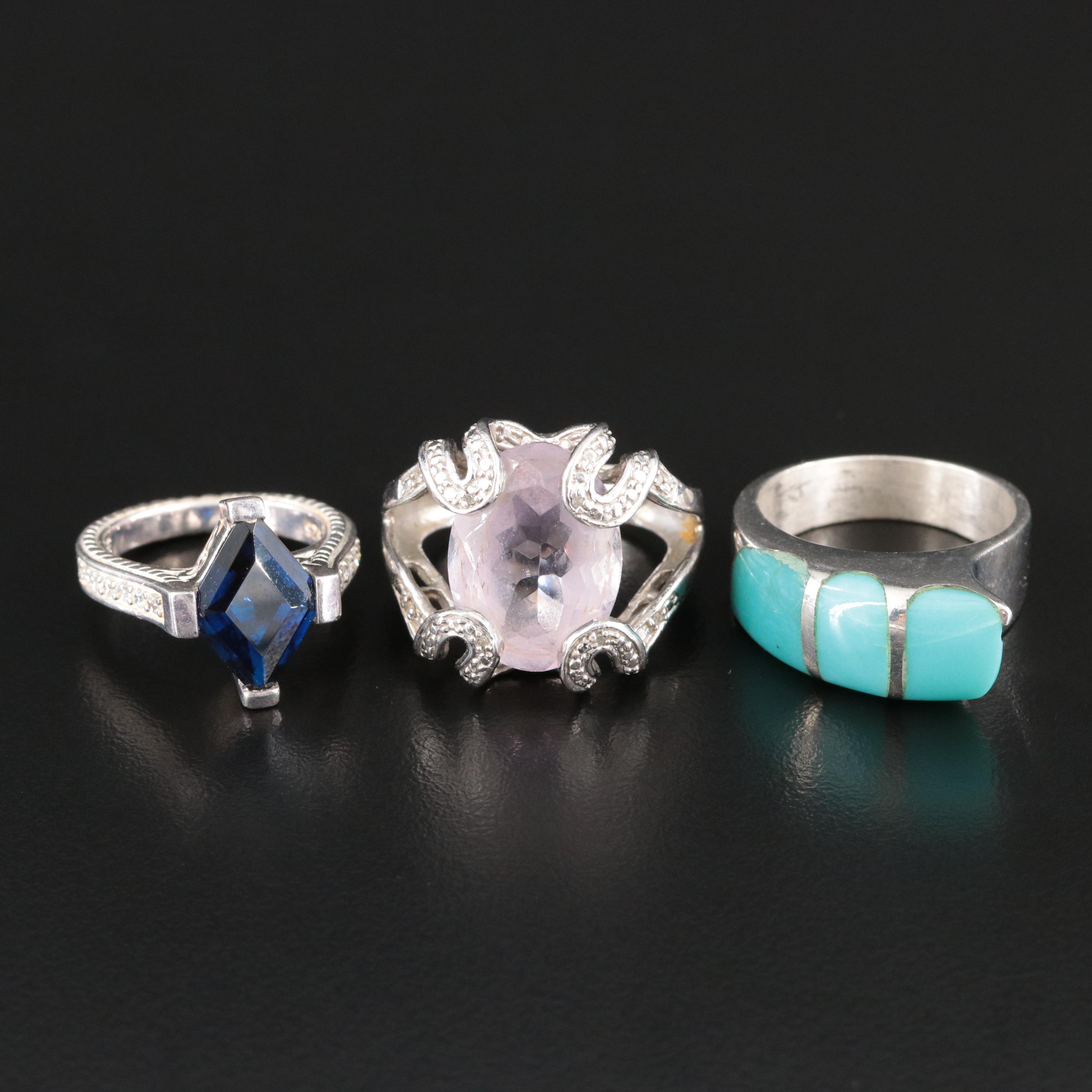 Sterling Spinel, Amethyst and Turquoise Ring Selection