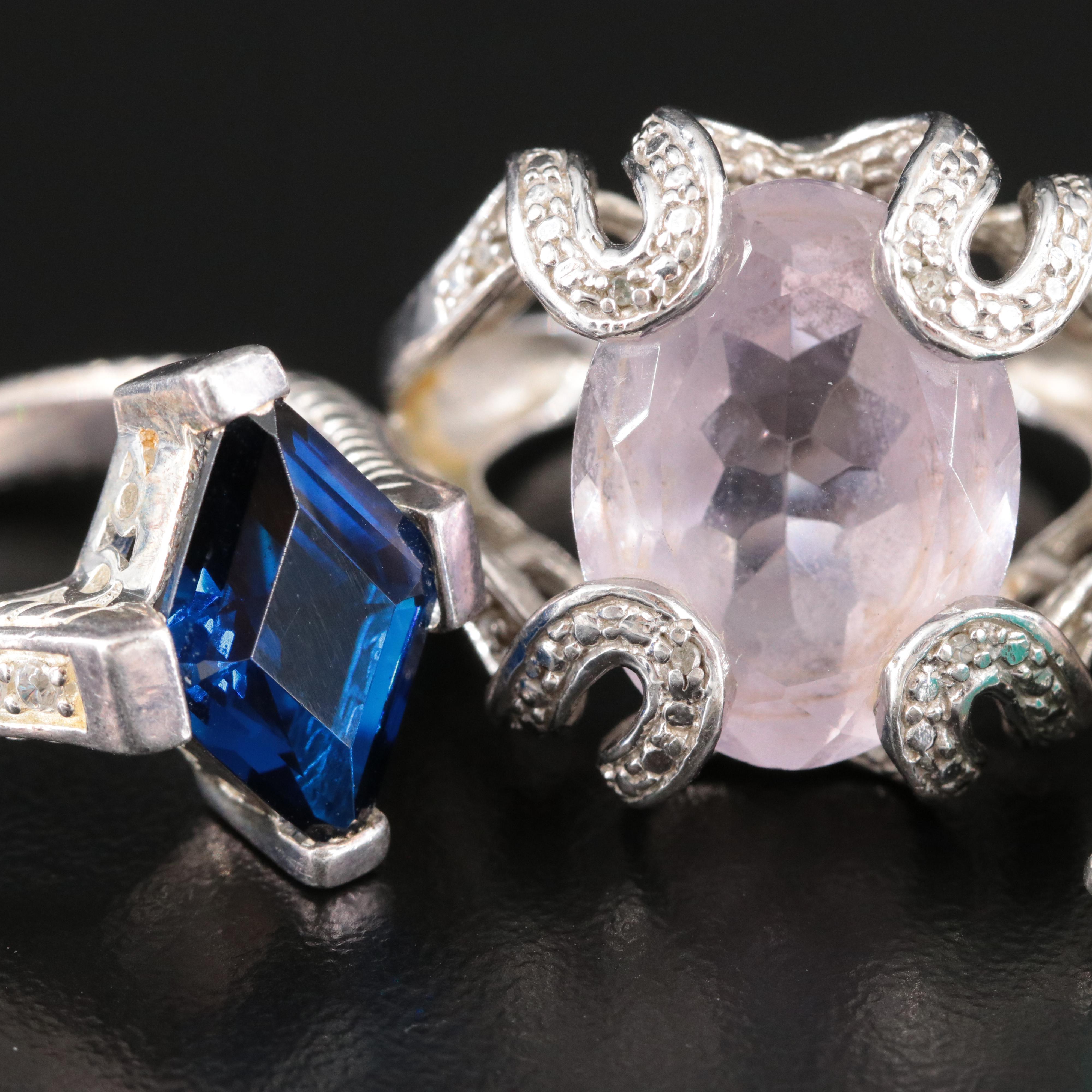 Sterling Spinel, Amethyst and Turquoise Ring Selection