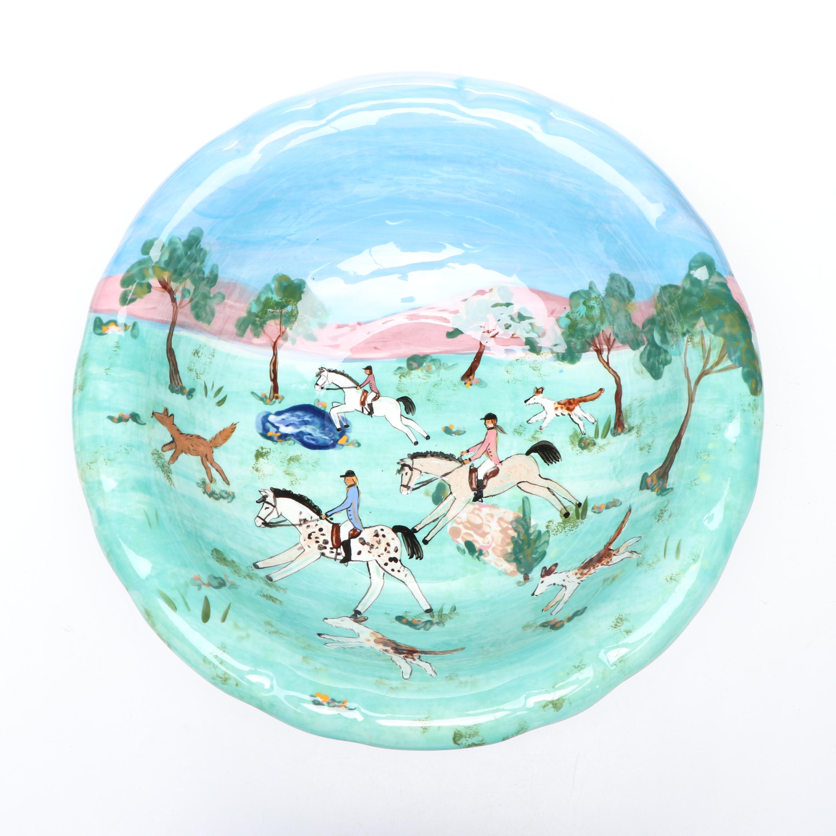 Lesäl Handcrafted Horse Themed Ceramic Bowls with Plate