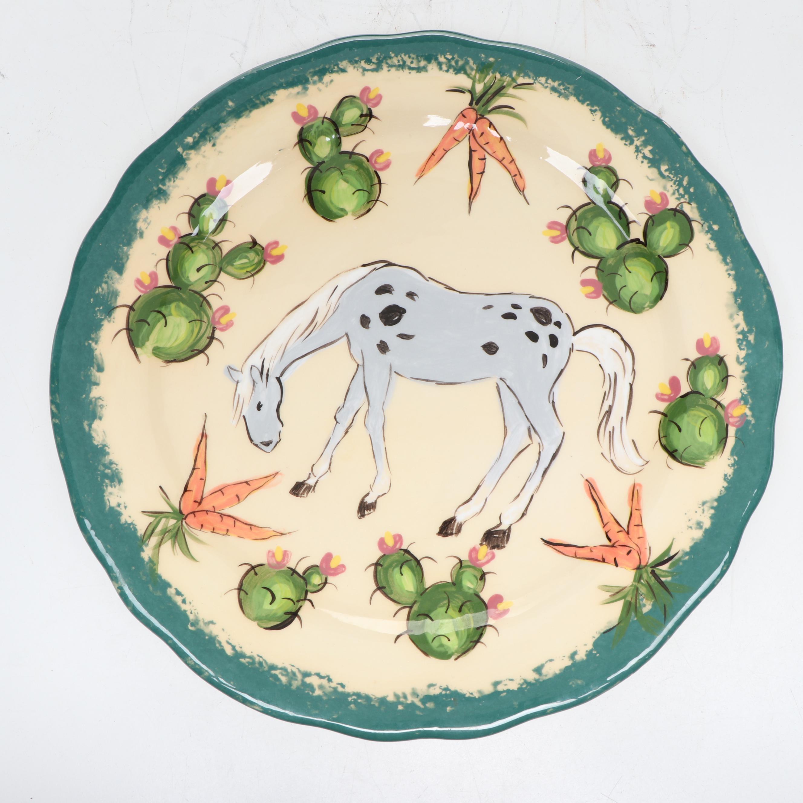Lesäl Handcrafted Horse Themed Ceramic Bowls with Plate