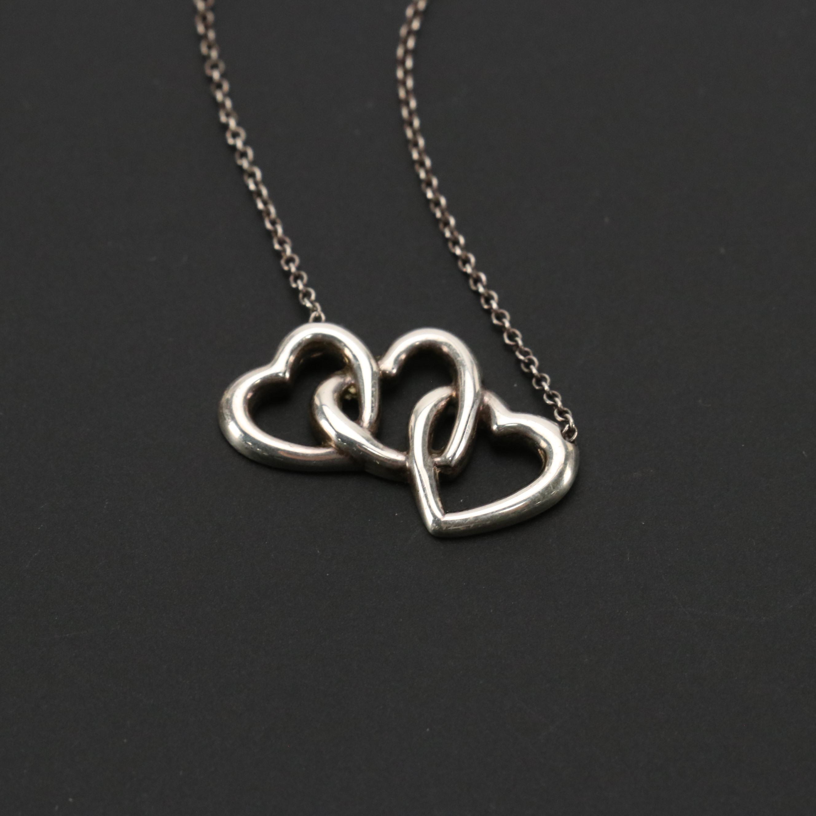 Tiffany & Co. Sterling Triple Open Heart Necklace