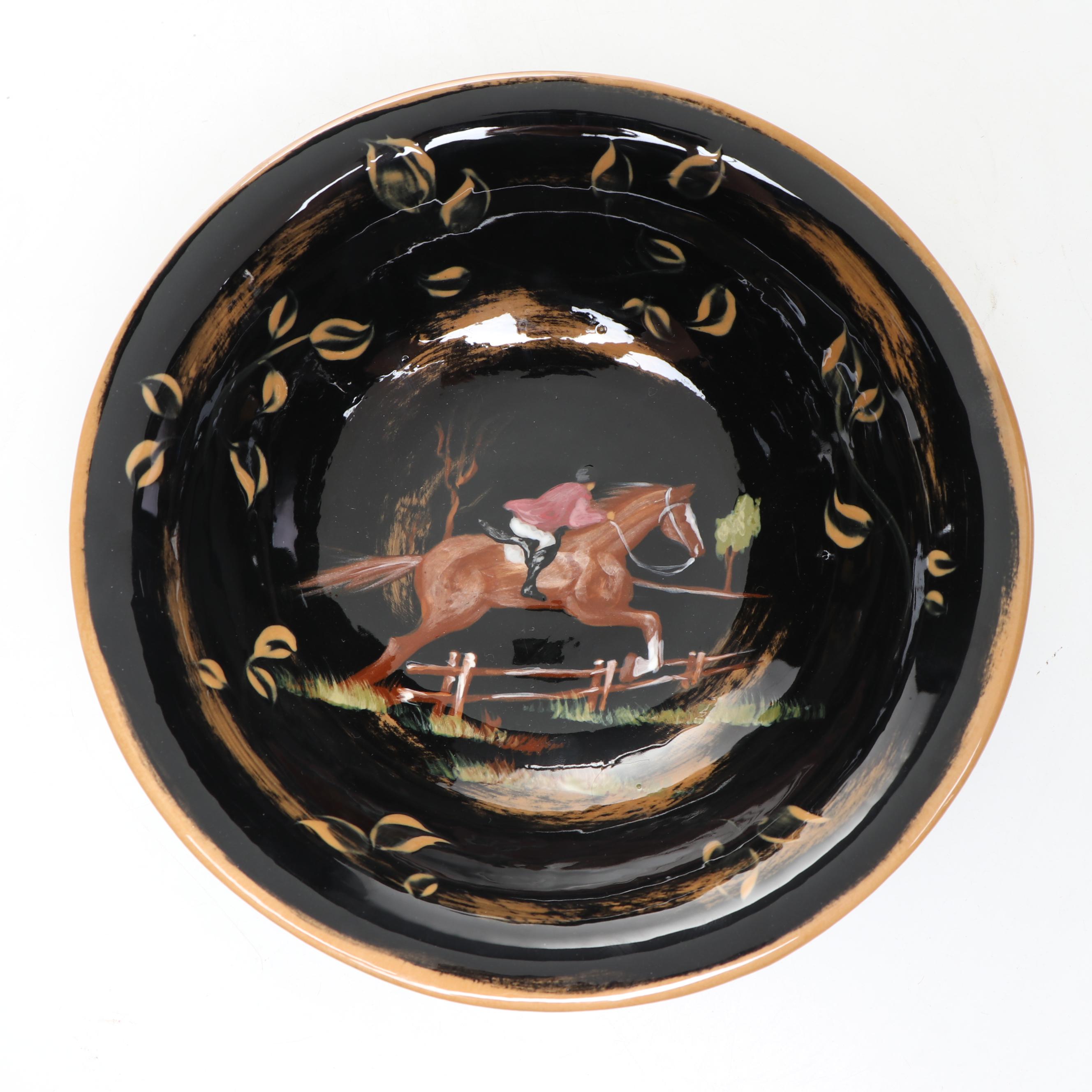 Lesäl Handcrafted Horse Themed Ceramic Bowls with Plate