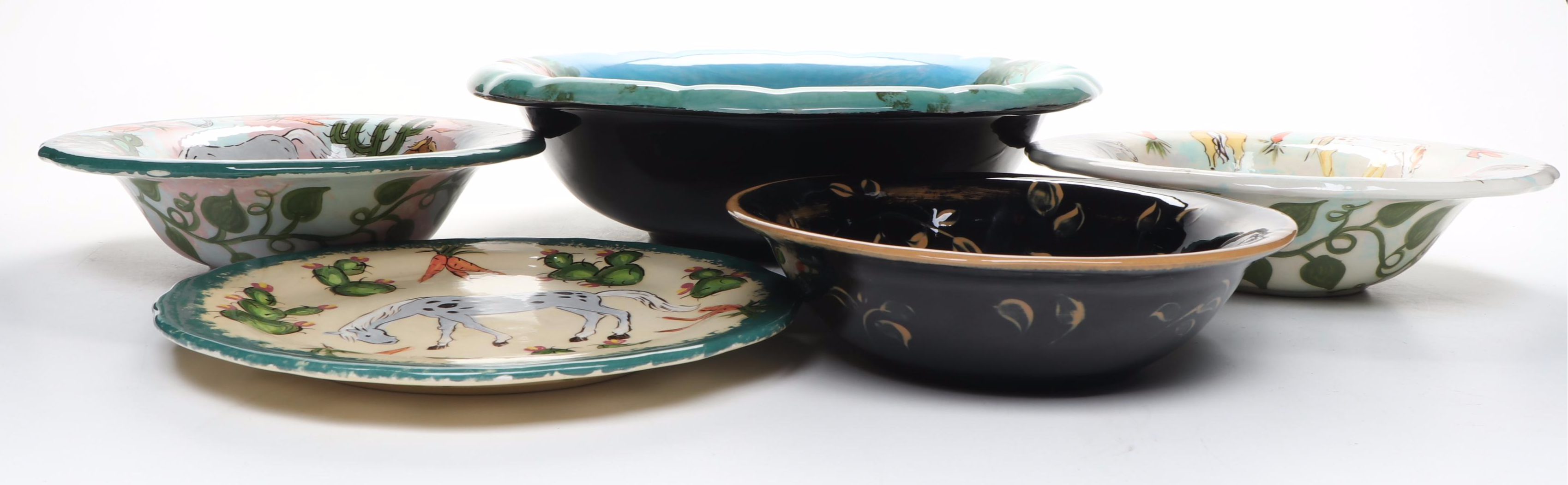 Lesäl Handcrafted Horse Themed Ceramic Bowls with Plate