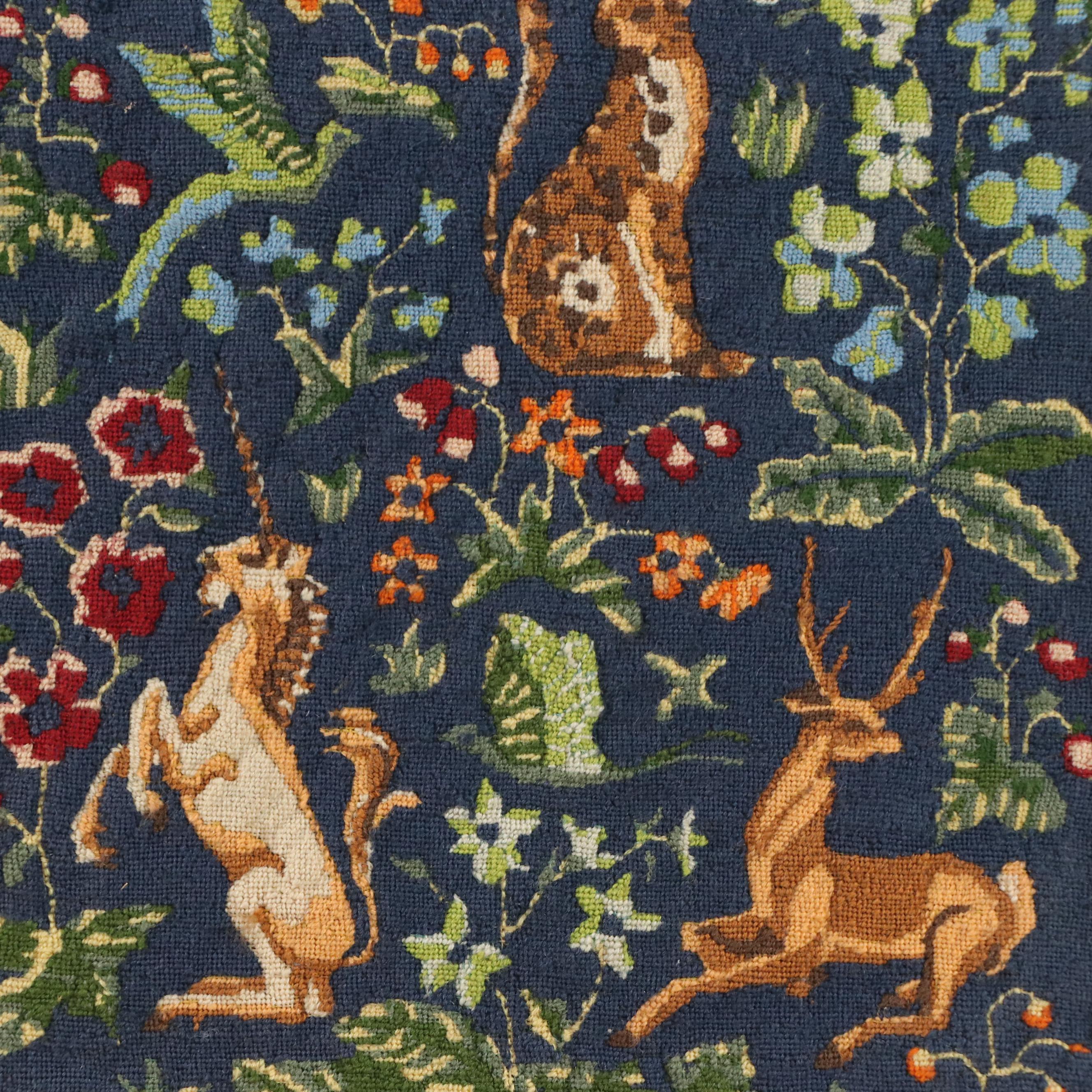Millefleur Needlepoint Panel View After Lady and The Unicorn French Tapestry