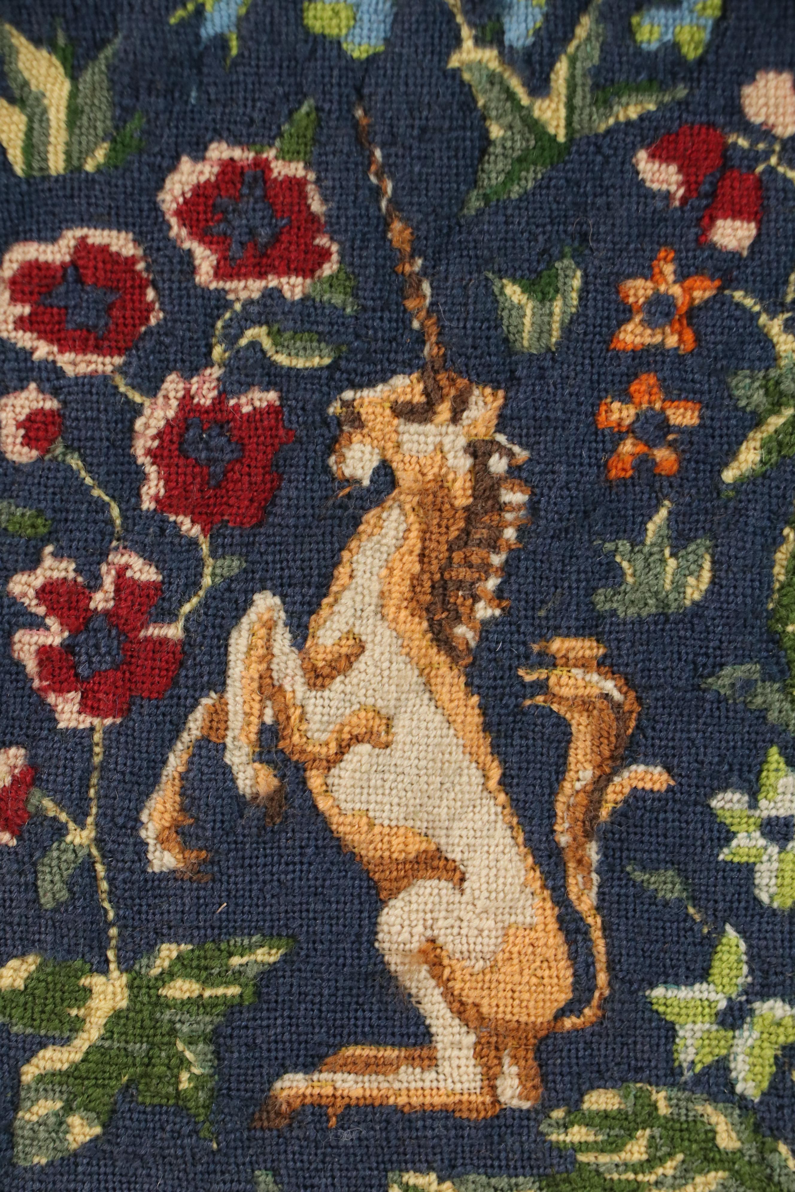 Millefleur Needlepoint Panel View After Lady and The Unicorn French Tapestry