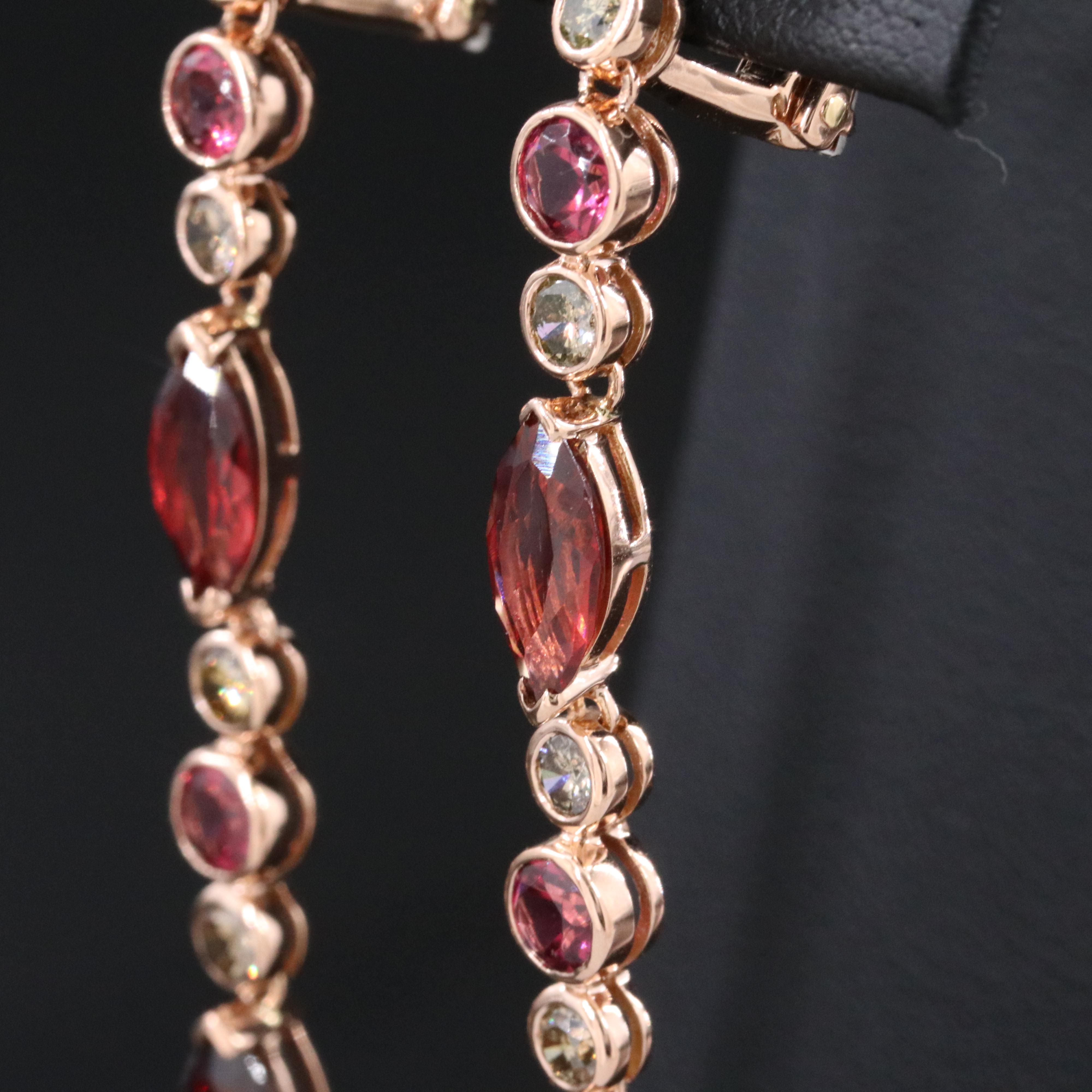 18K Rose Gold Garnet and Lab Grown Diamond Earrings