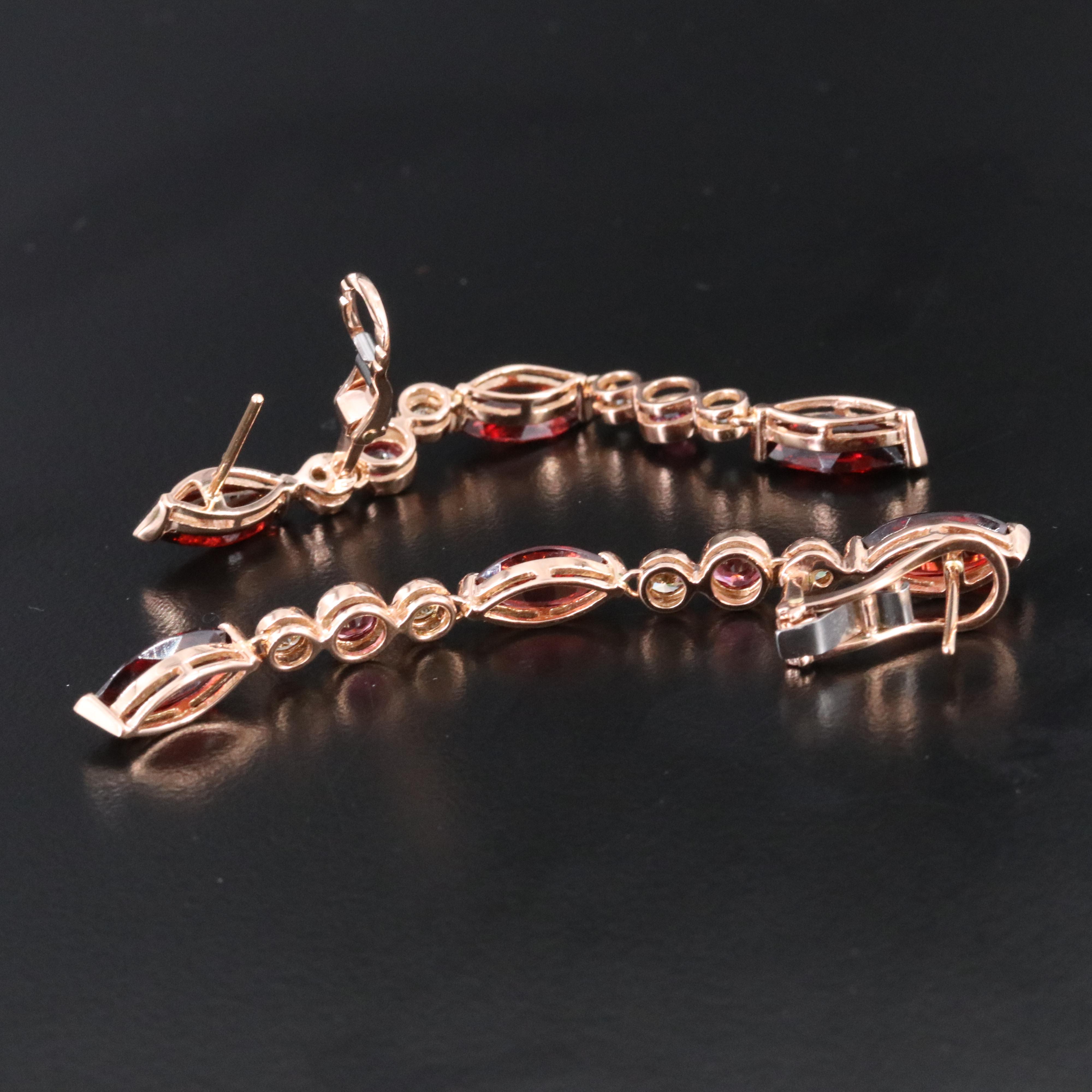 18K Rose Gold Garnet and Lab Grown Diamond Earrings