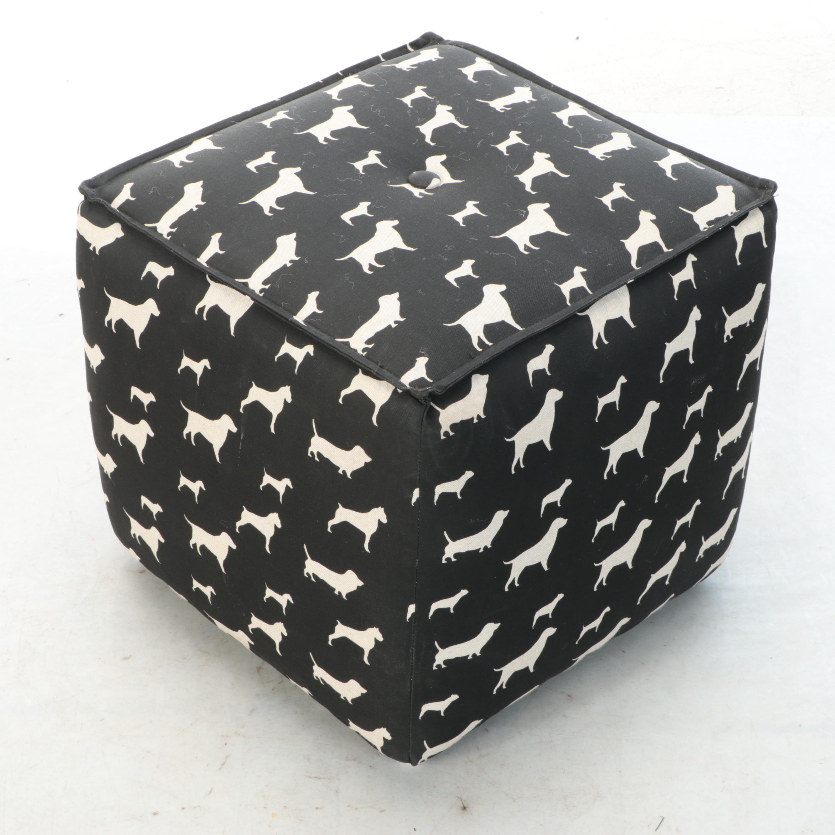 Sherrill Furniture Contemporary "Freinds" Dog Print Pouf Ottomans