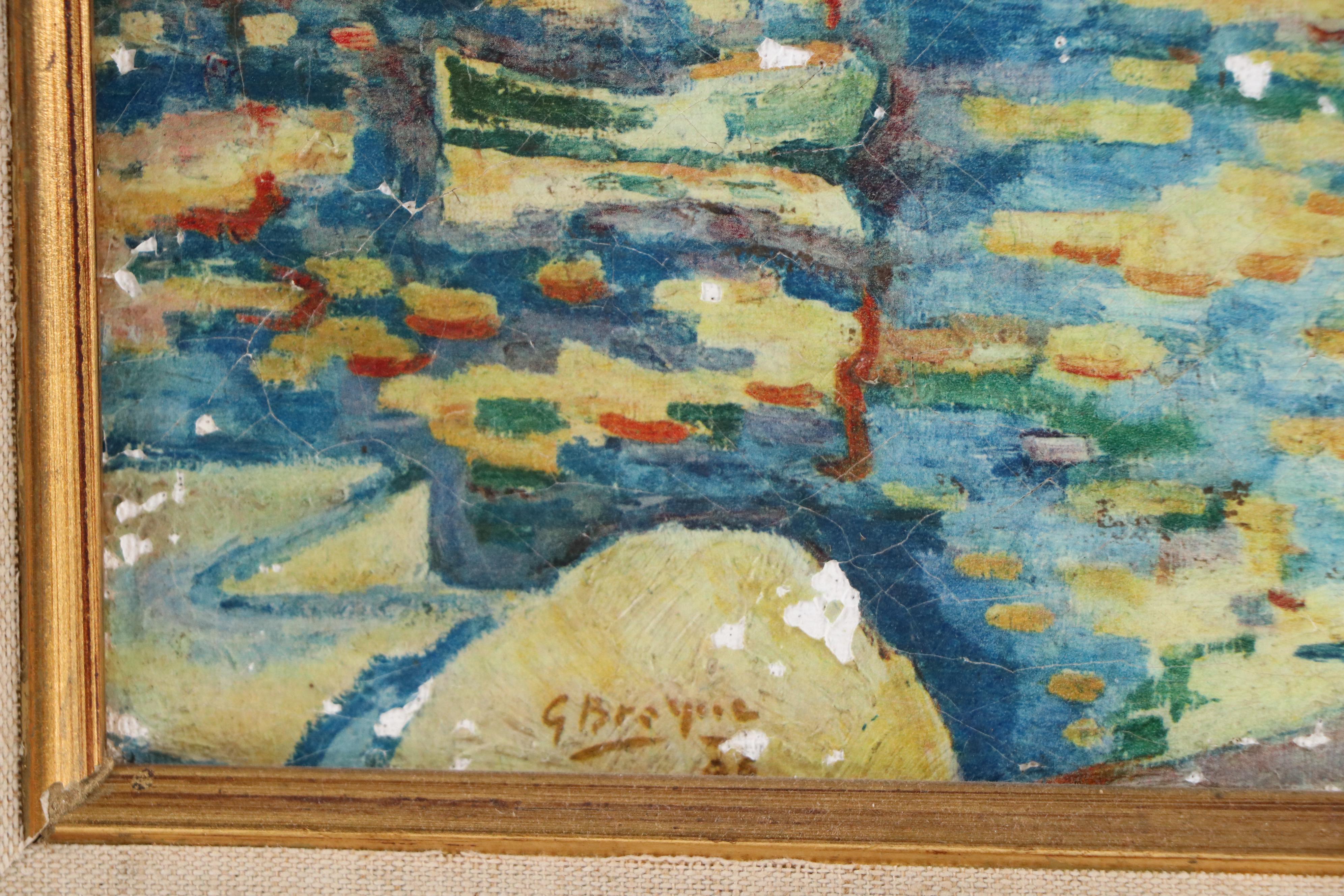 Textured Photomechanical Print After Georges Braque "La Ciotat Harbor"