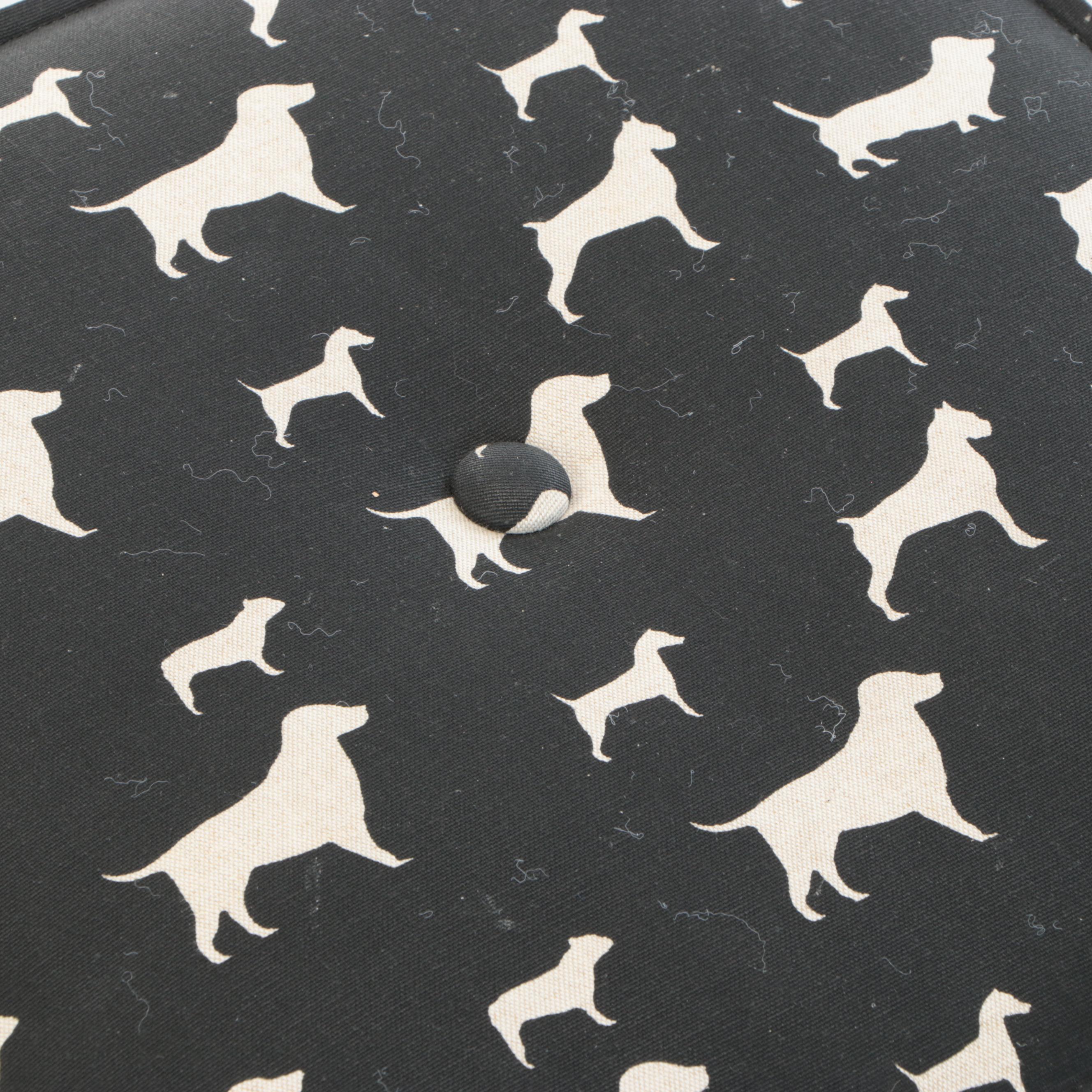 Sherrill Furniture Contemporary "Freinds" Dog Print Pouf Ottomans