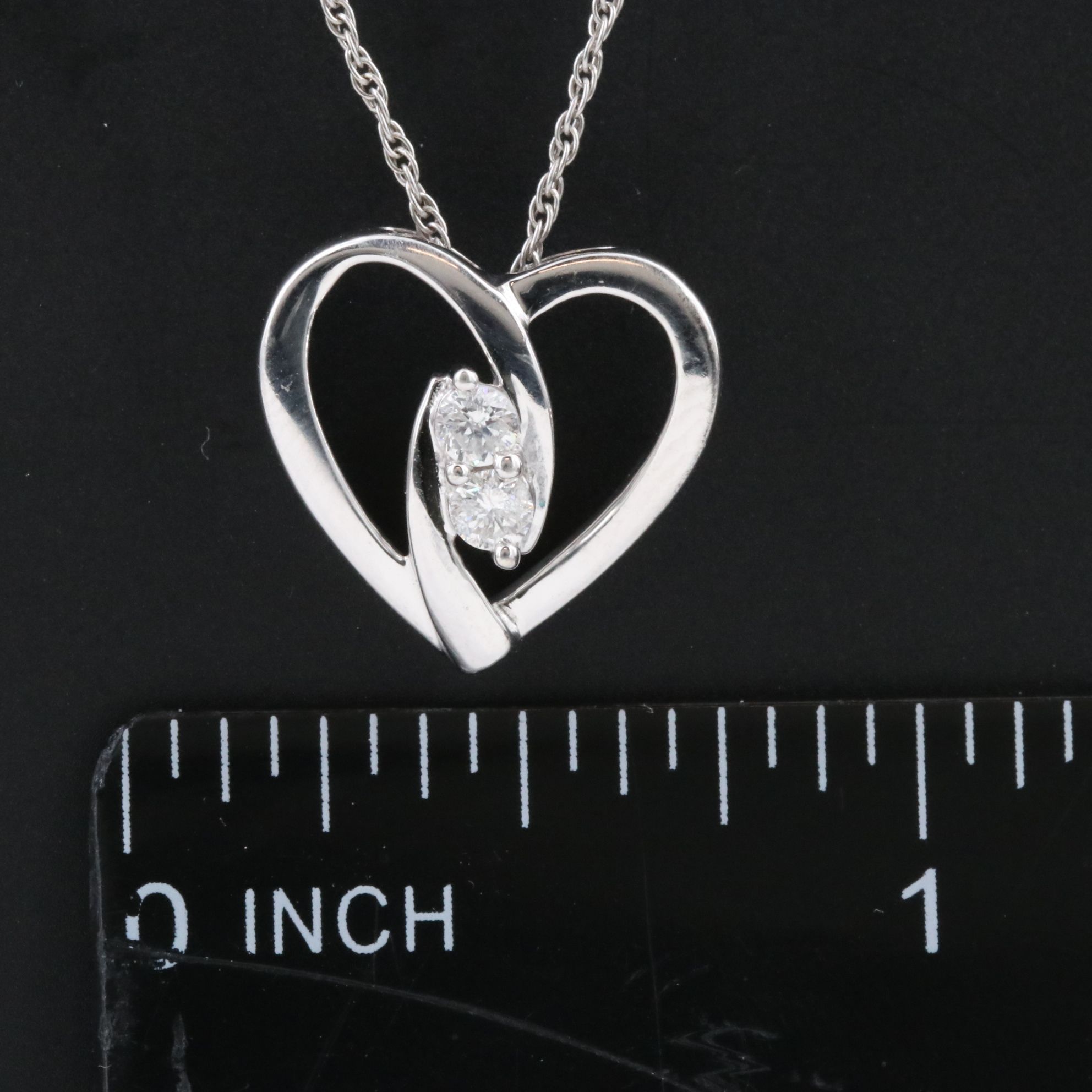 Sterling Diamond Heart Pendant Necklace