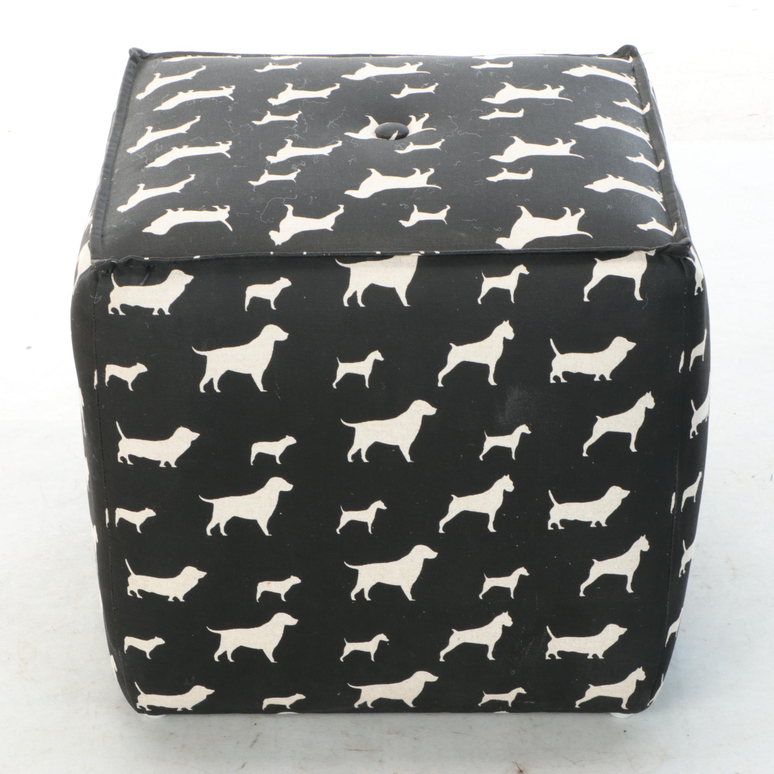 Sherrill Furniture Contemporary "Freinds" Dog Print Pouf Ottomans