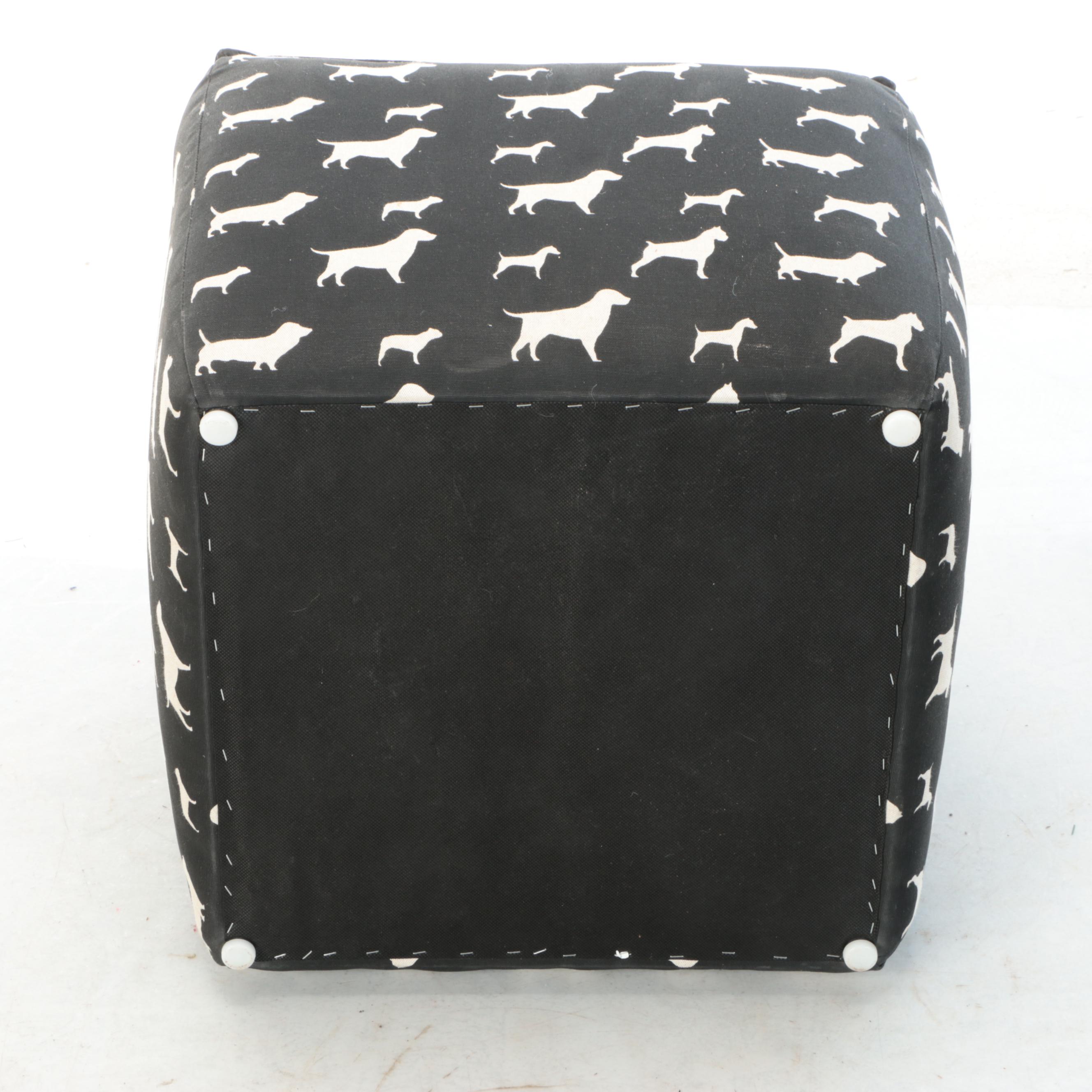 Sherrill Furniture Contemporary "Freinds" Dog Print Pouf Ottomans